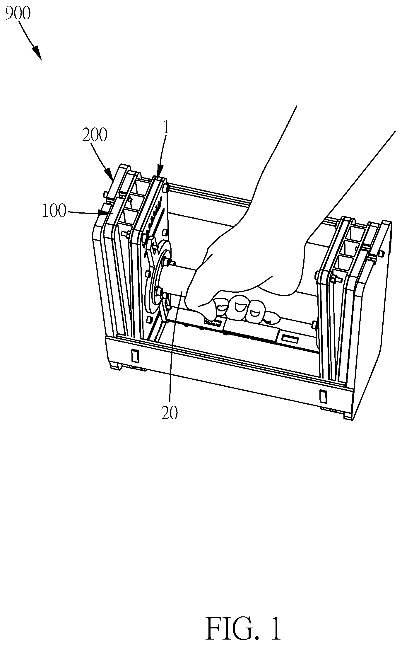 Patent US12303732 Figure 1 – Assembled dumbbell and dumbbell main body thereof