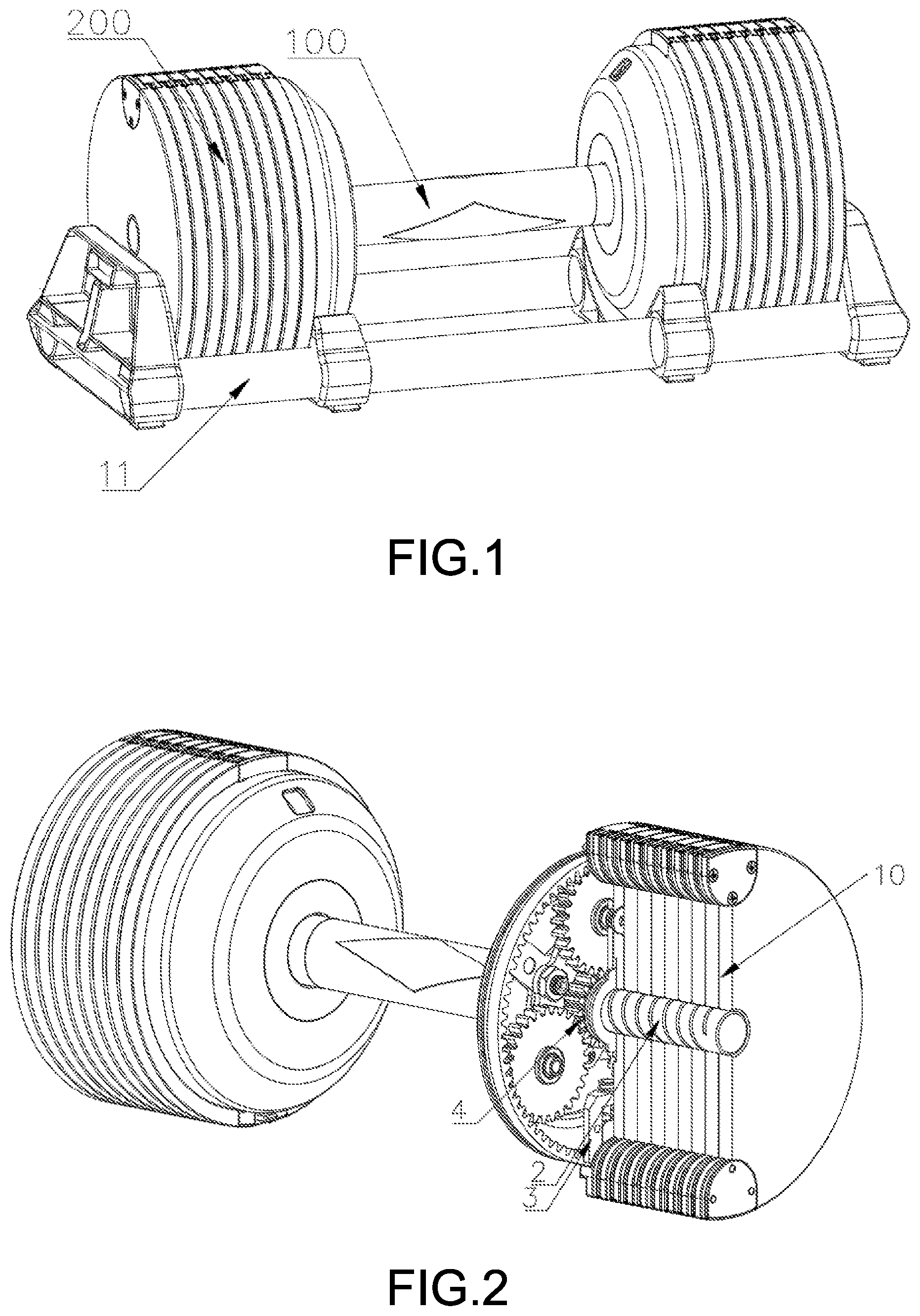 Patent US12303734 — Adjustable dumbbell — Figure 1