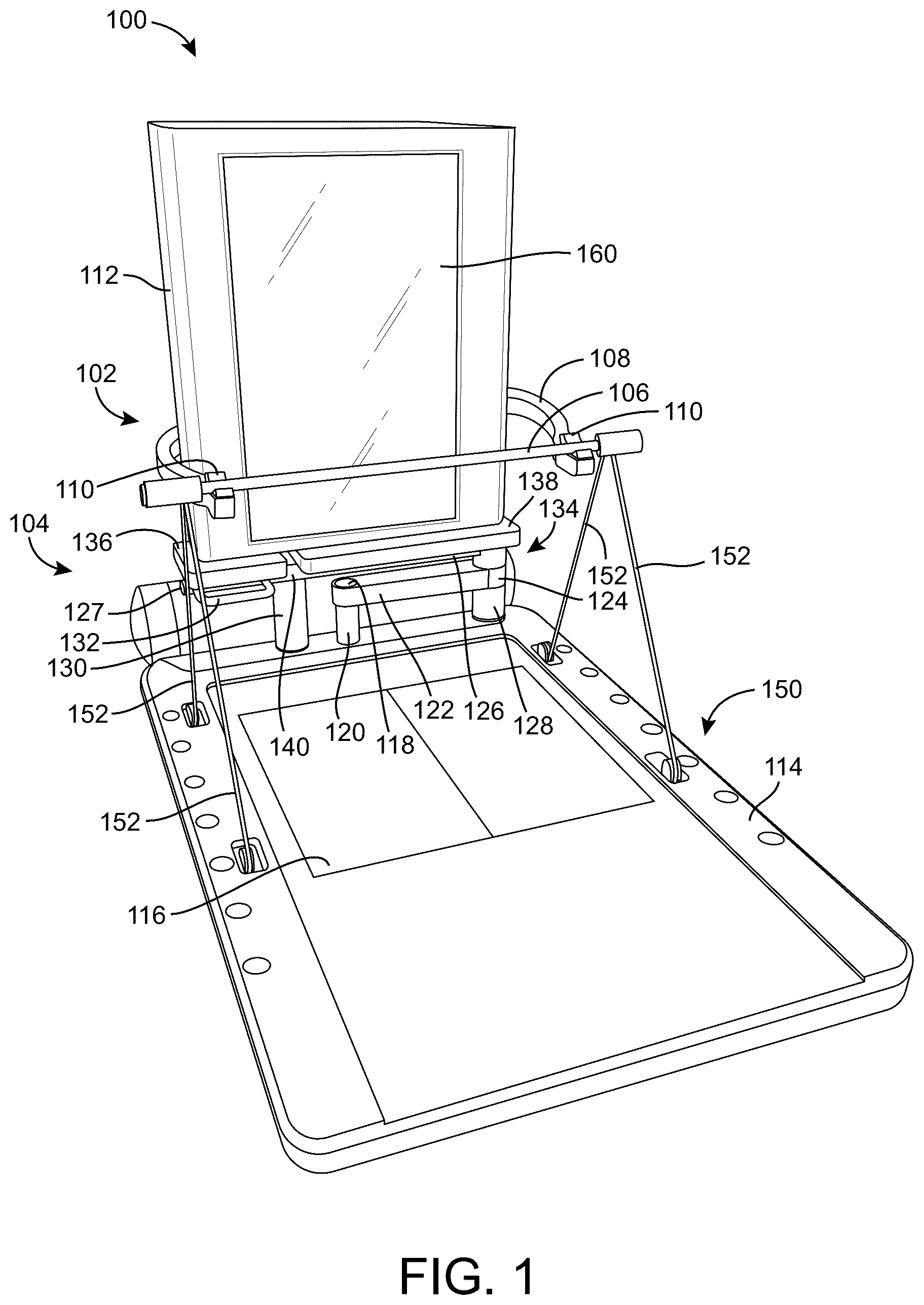 Patent US12303736 — Exercise apparatus with integrated bench assembly — Figure 1
