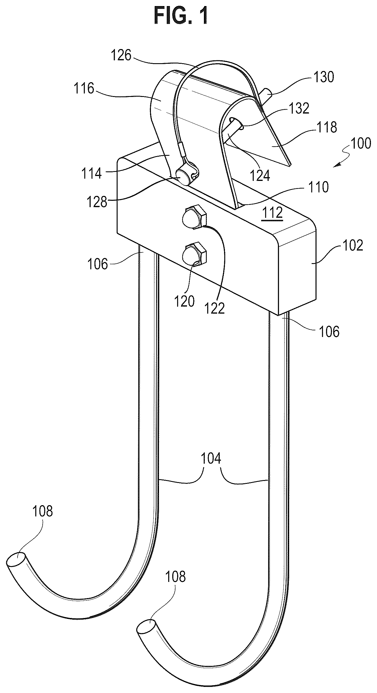 Patent US12303738 Figure 1 – Dumbbell safety hook