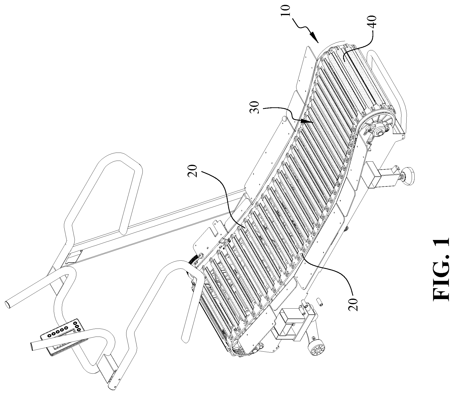 Patent US12303740 — Resistance treadmill with curved running deck — Figure 1