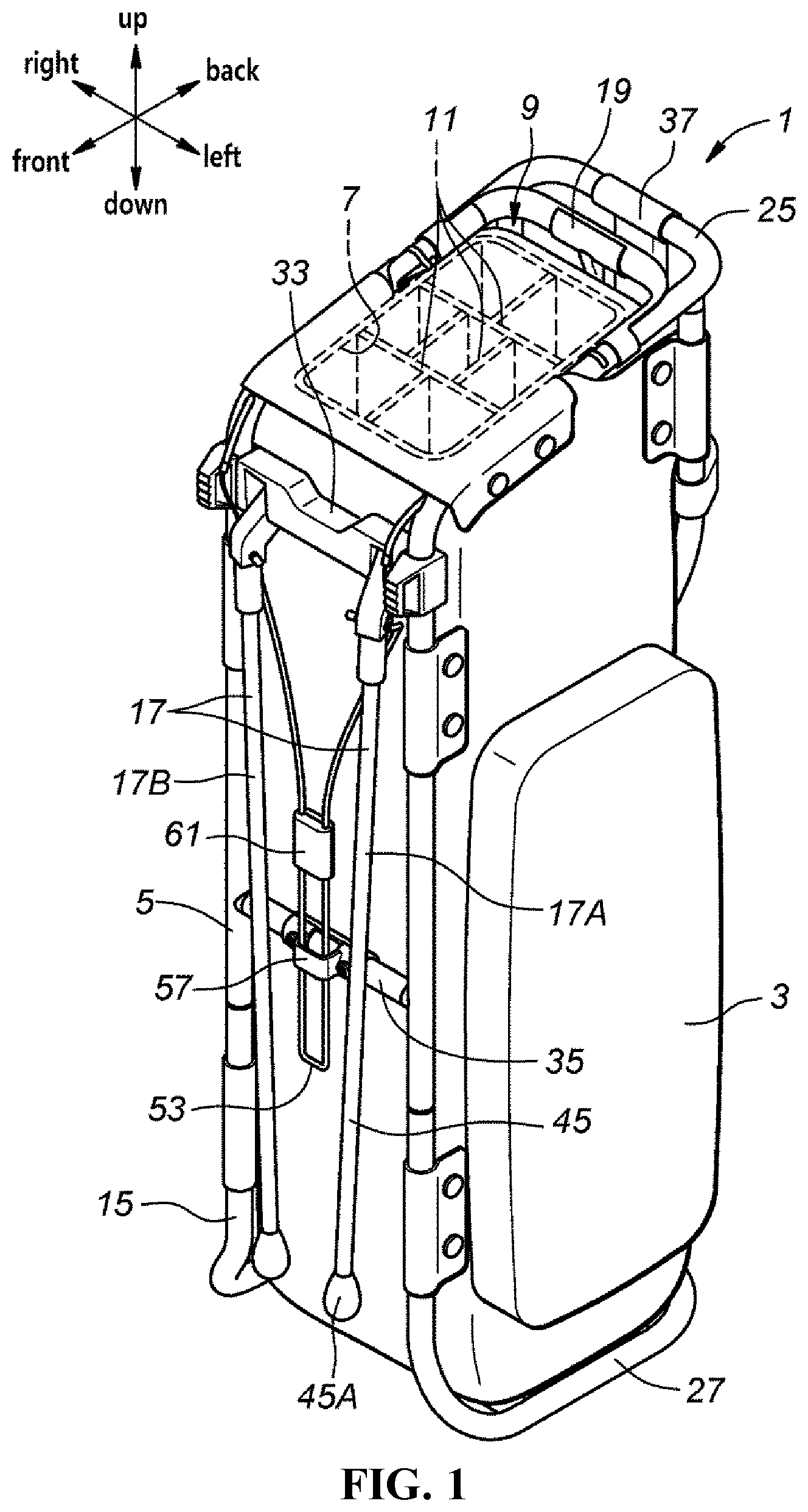 Patent US12303754 — Golf bag and frame for golf bag — Figure 1