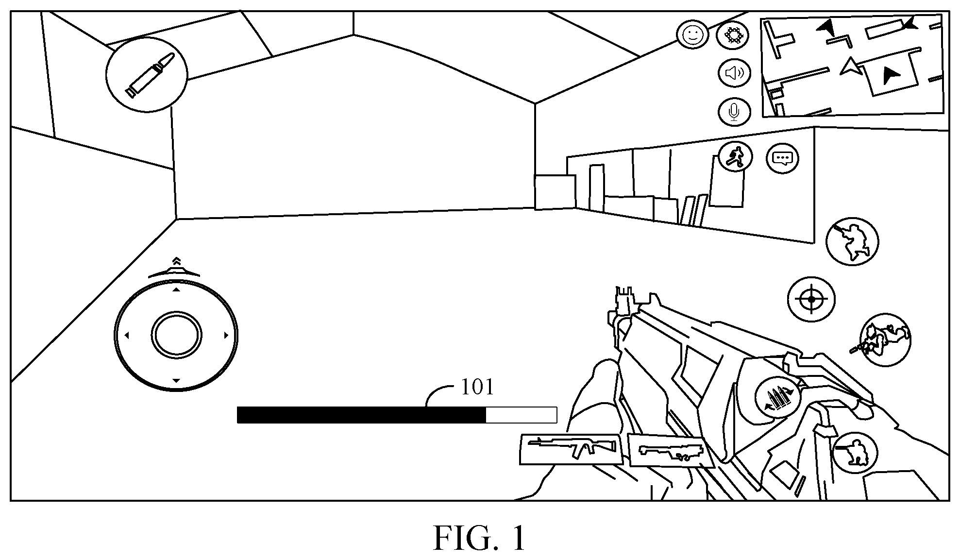 Patent US12303787 — Controlling a virtual object based on strength values — Figure 1