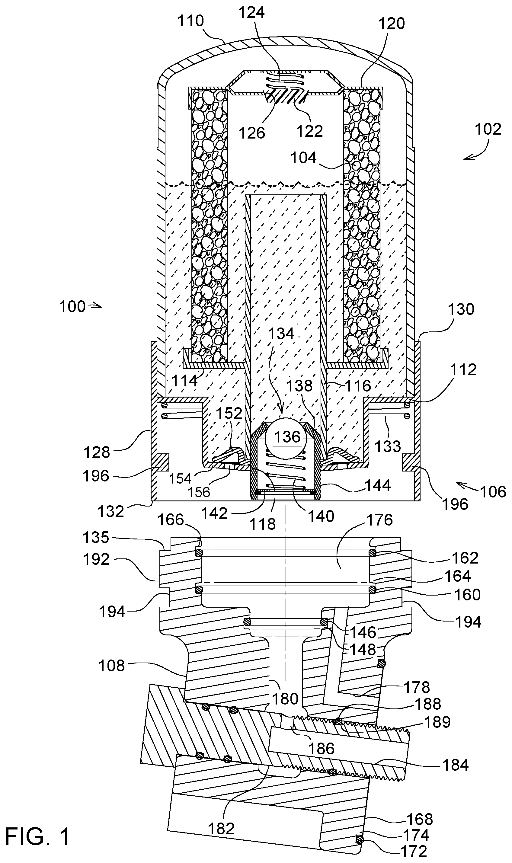 Patent US12303813 — Quick change oil filter — Figure 1