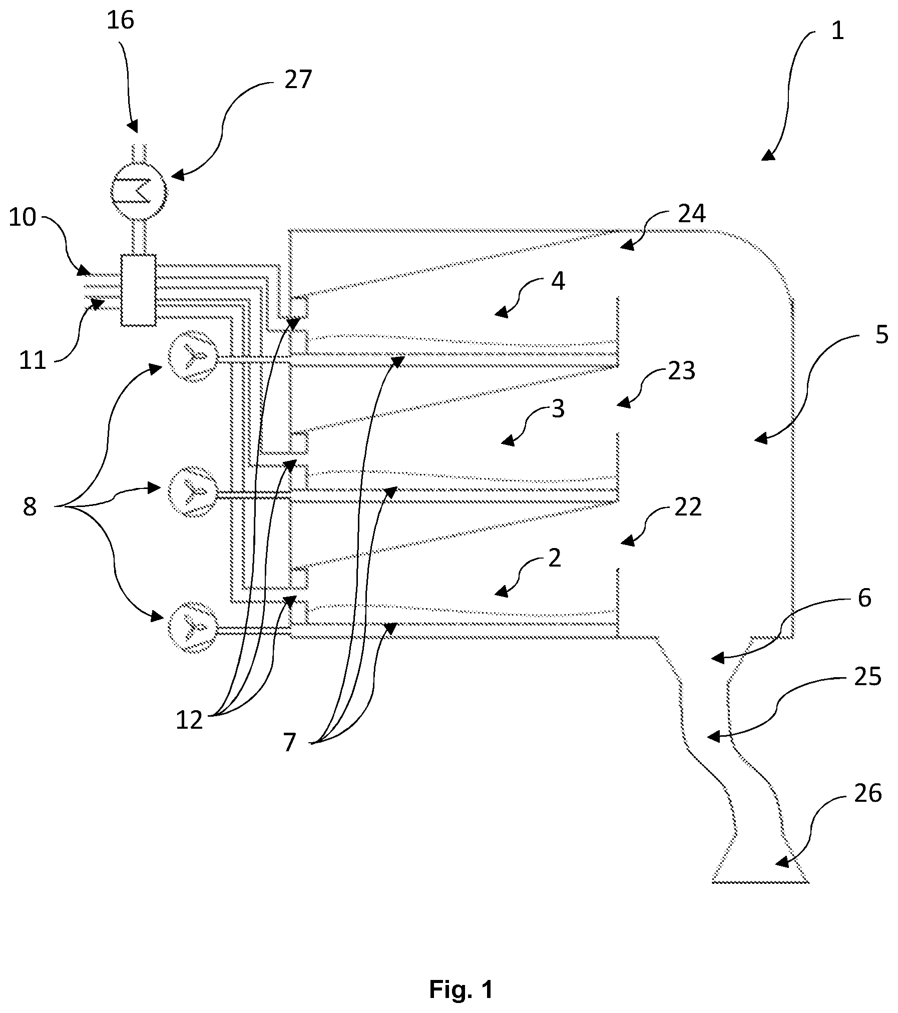 Patent US12303847 — Compact device for producing foam for wellness and/or hygiene applications — Figure 1
