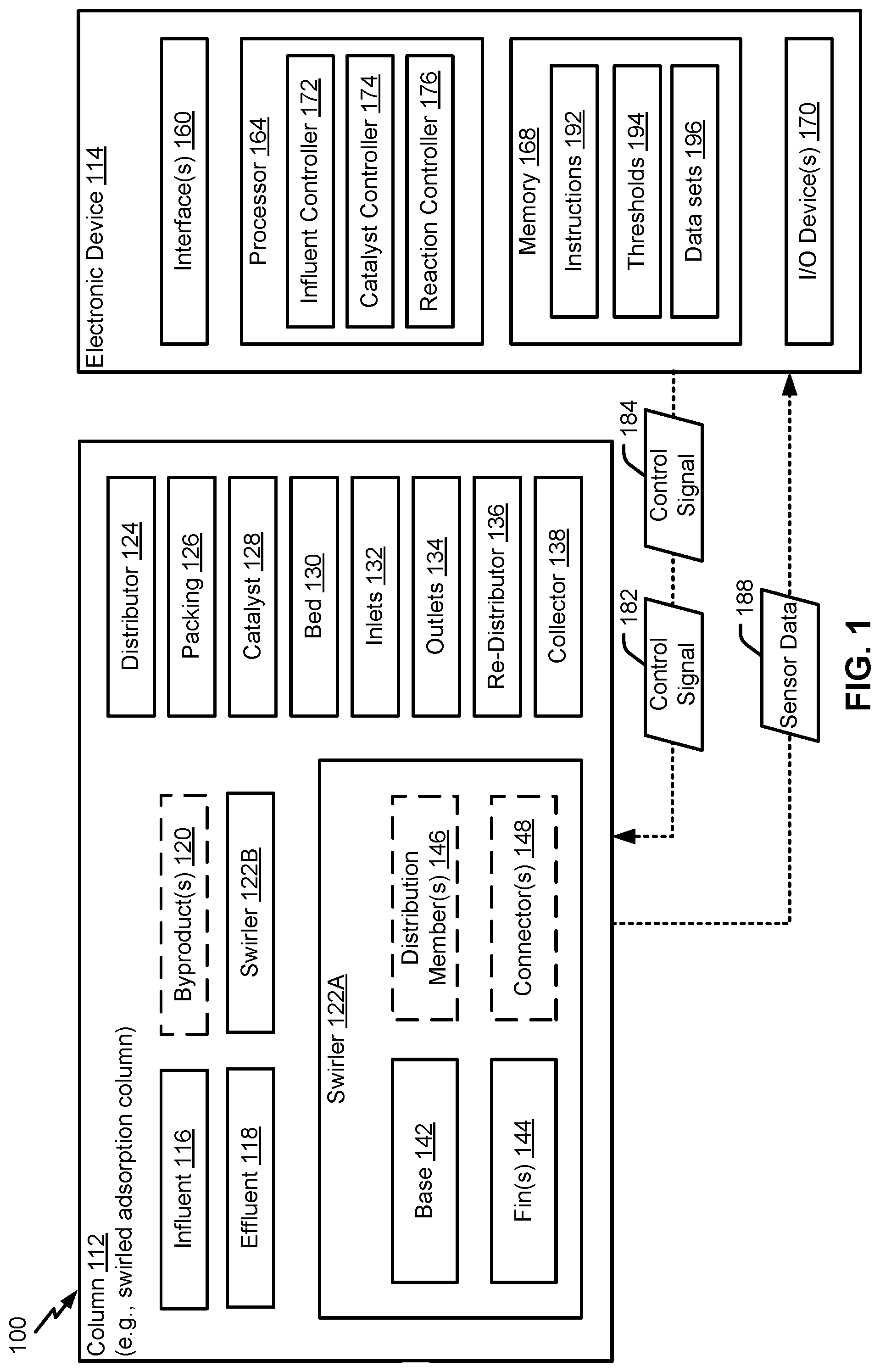 Patent US12303859 — Mass transfer swirler including distribution member — Figure 1
