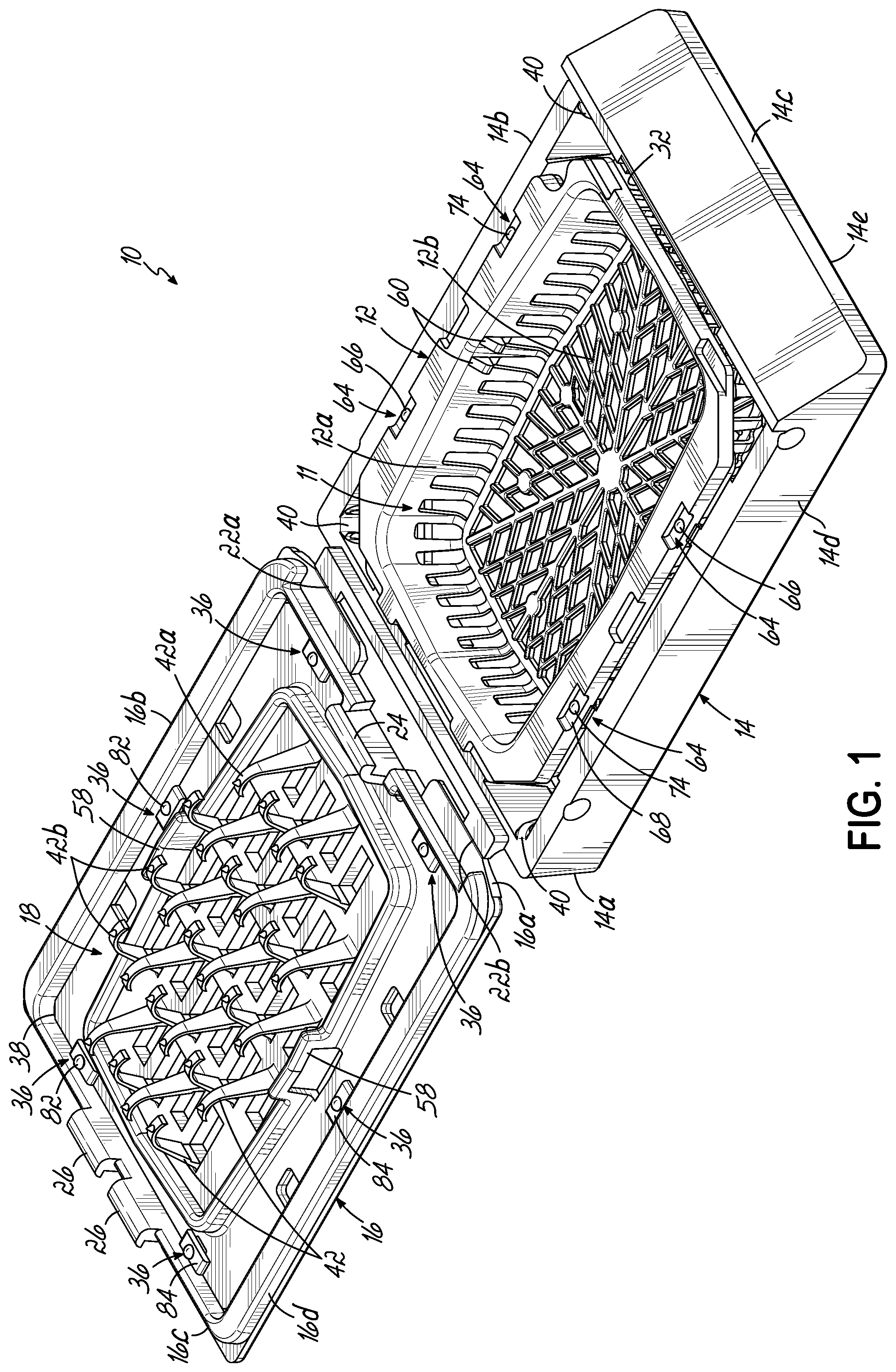 Patent US12303904 — Sectionable cassette and embedding frame with connectors, and methods for preparing biopsy tissue samples — Figure 1
