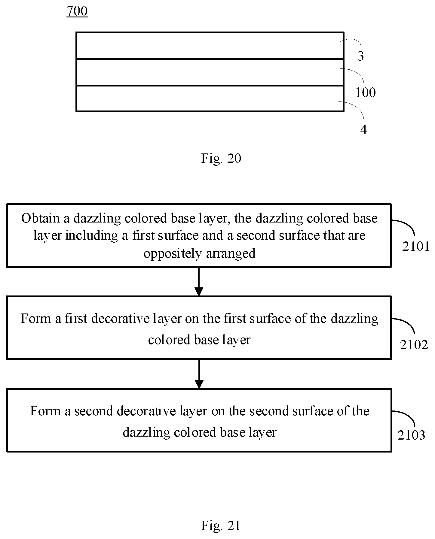 Patent US12303938 Figure 8 – Dazzling colored base layer, decorative film and housing, processing methods therefor and electronic device