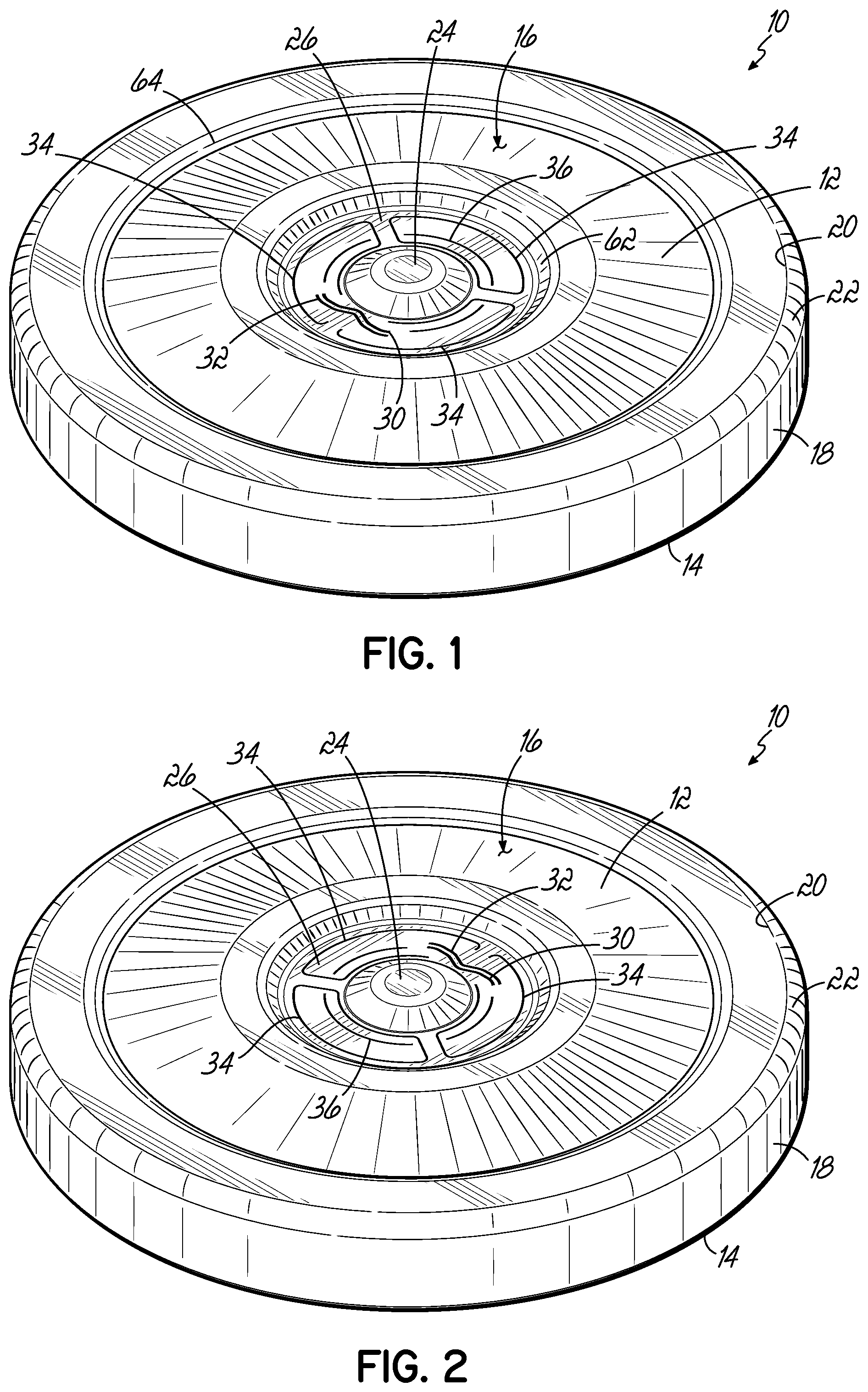Patent US12303958 Figure 1 – Manufacturing tooling and methods for producing push button container closures
