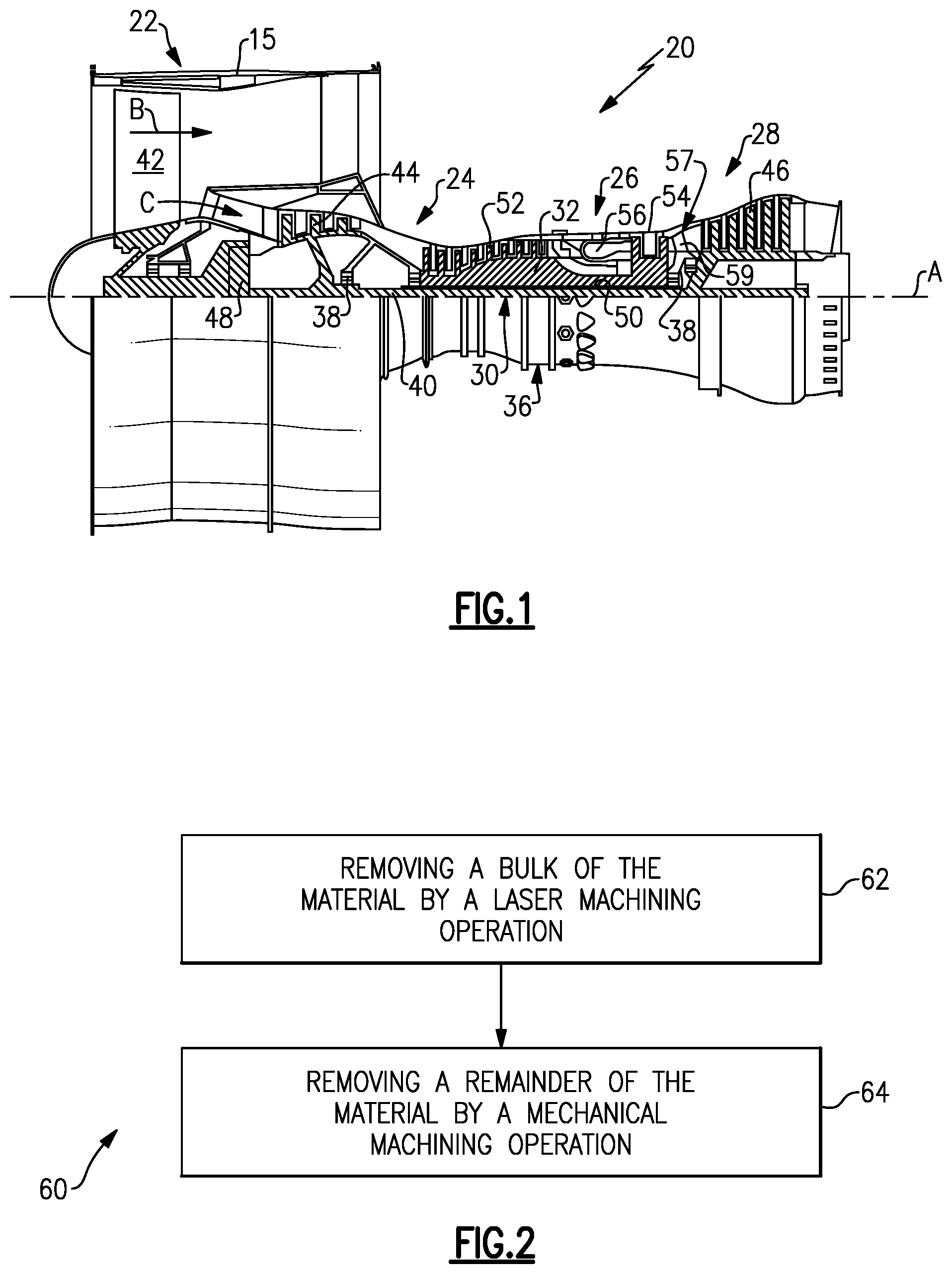 Patent US12304004 Figure 1 – Multi-step method for machining blind opening in ceramic component