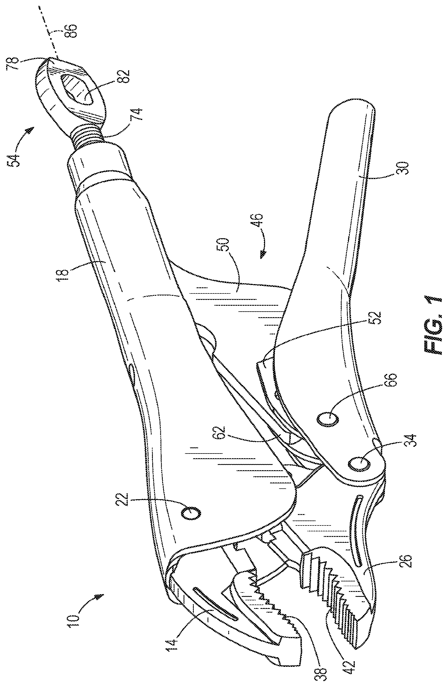 Patent US12304043 — Locking pliers — Figure 1
