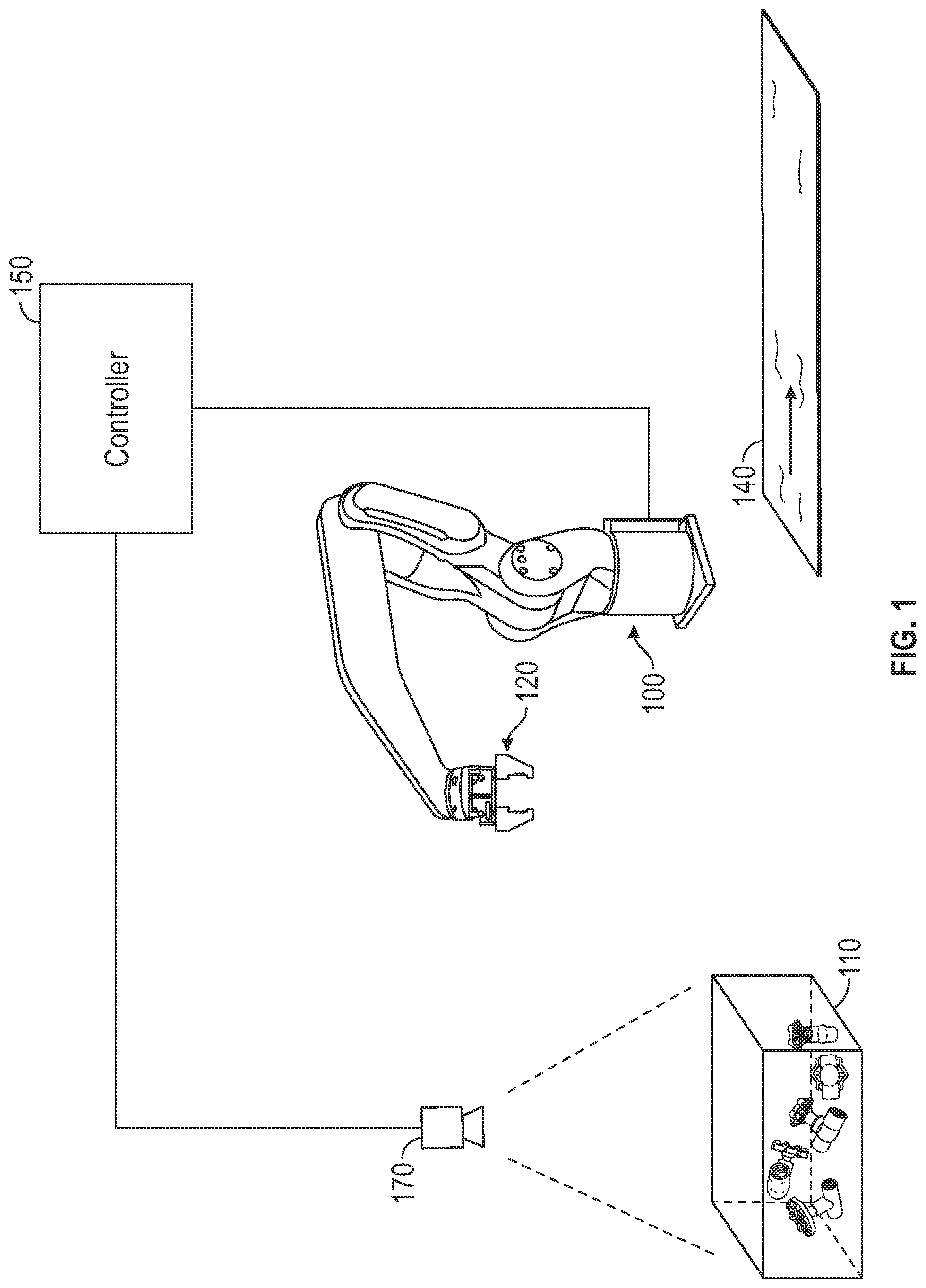 Patent US12304066 — Automatic gripper fingertip design to reduce leftover in random bin picking applications — Figure 1