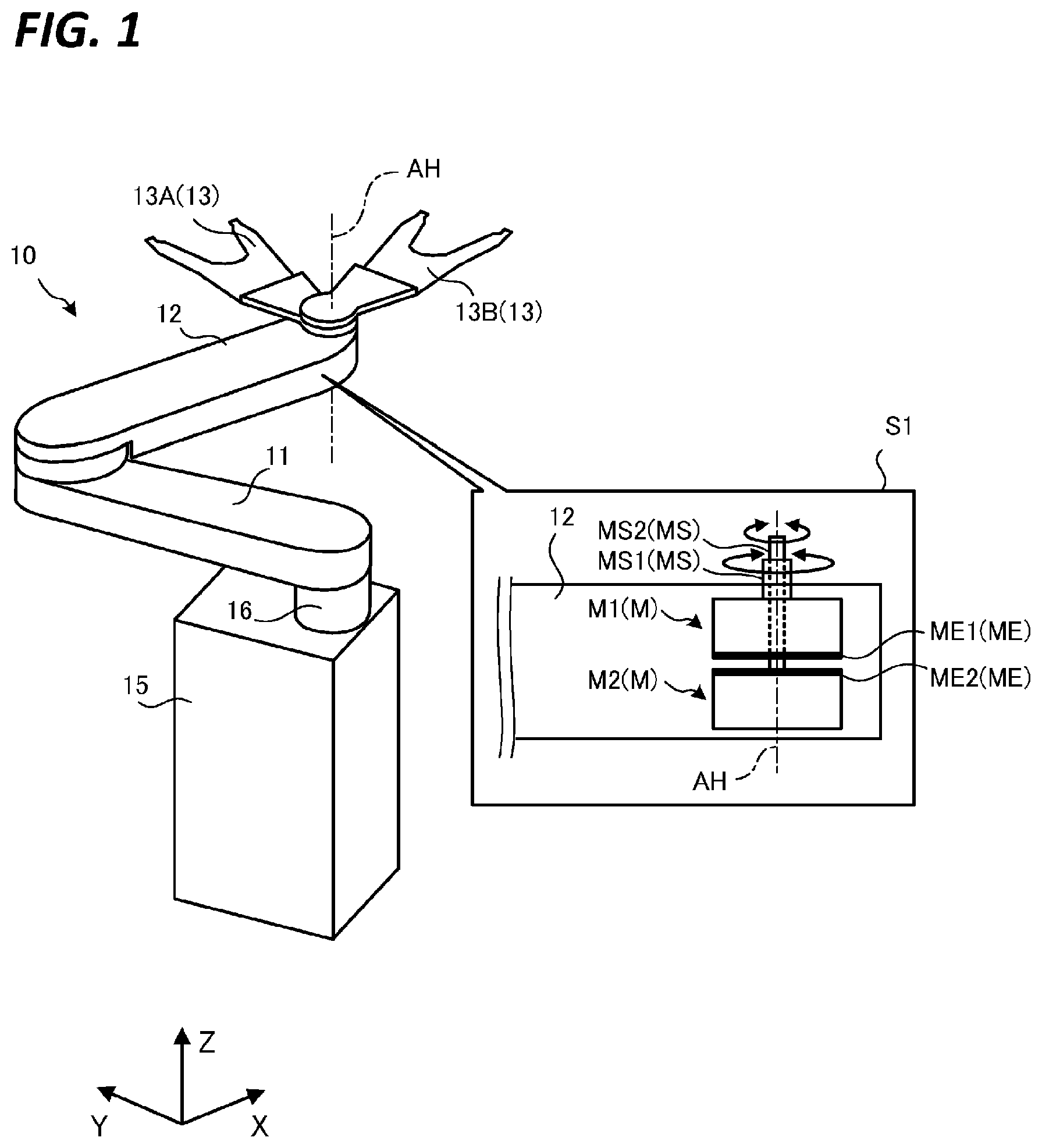 Patent US12304067 — Transfer robot and robot system — Figure 1
