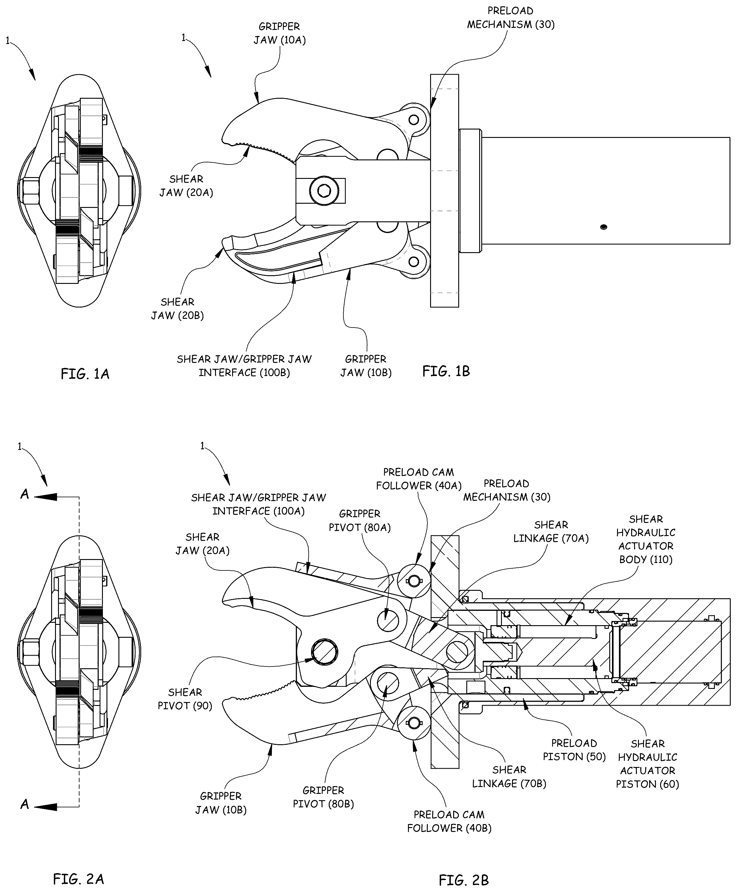 Patent US12304100 — Shear and grip device, system and method — Figure 1