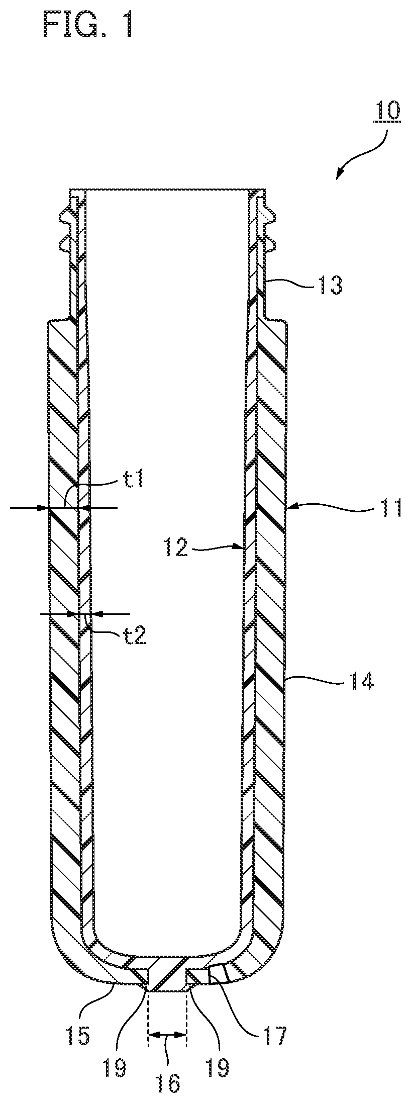 Patent US12304131 — Manufacturing method and manufacturing apparatus for delamination container — Figure 1