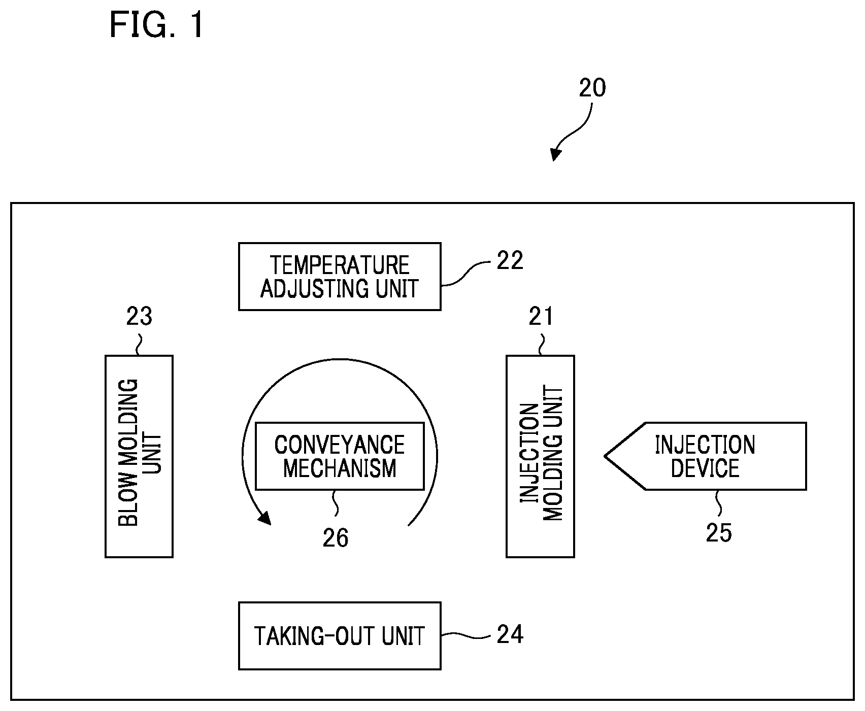 Patent US12304132 — Blow molding device and blow molding method for resin container — Figure 1
