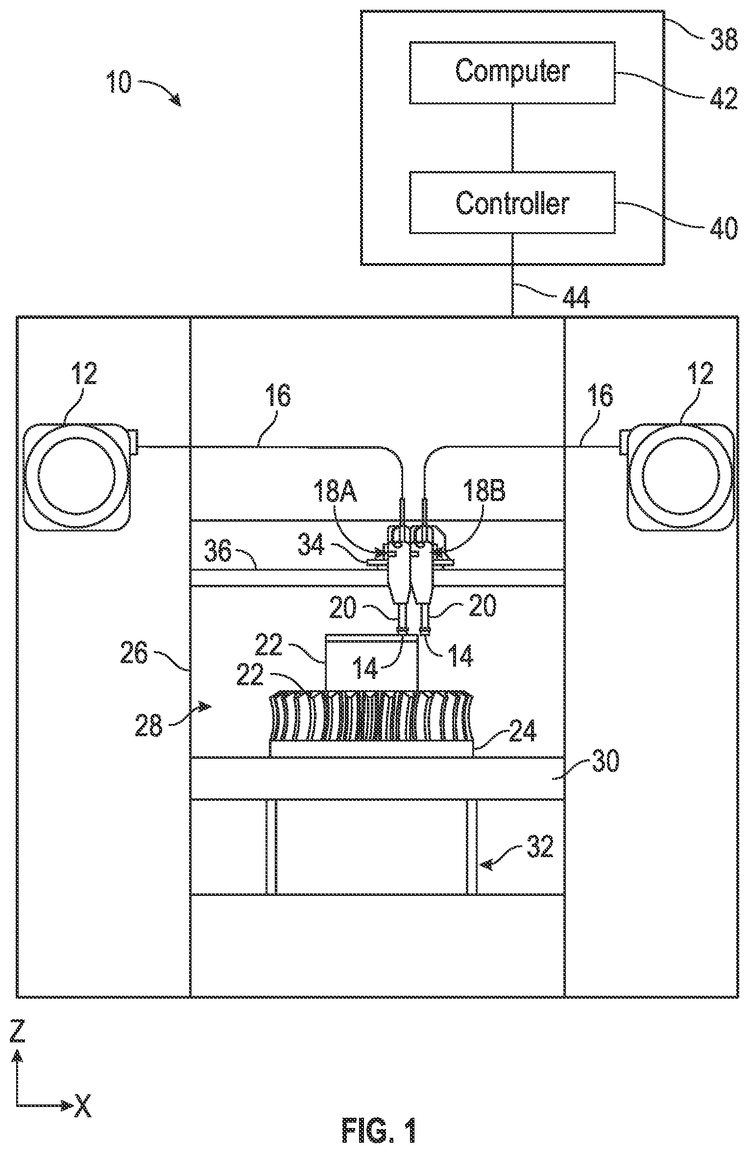 Patent US12304147 — 3D printer with increased uniformity of build chamber temperature — Figure 1
