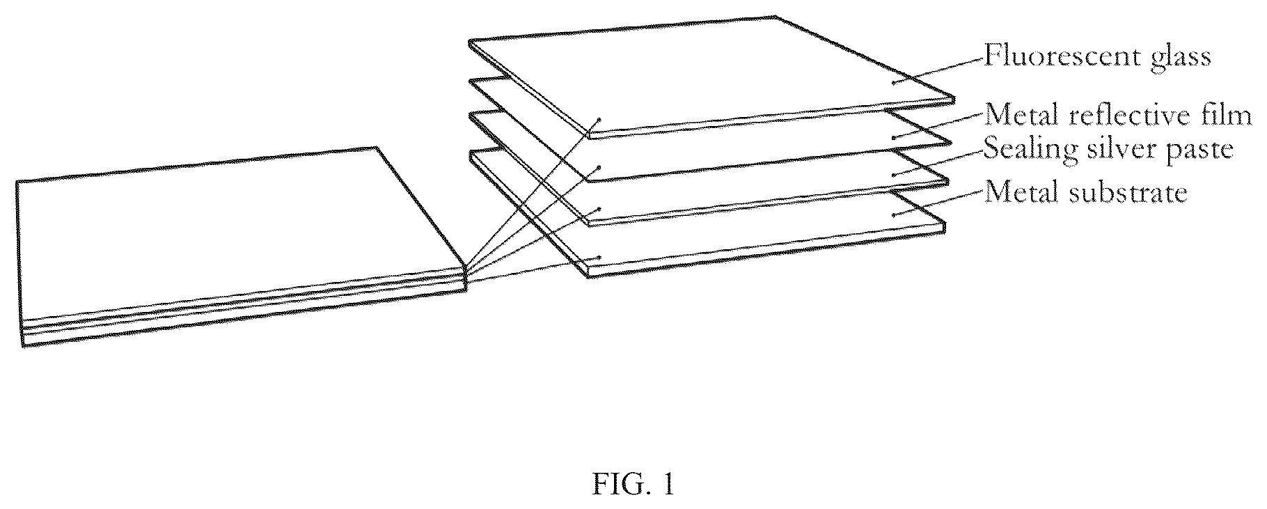 Patent US12304172 — Multilayered fluorescent wafer for laser lighting and display, and method of manufacturing — Figure 1