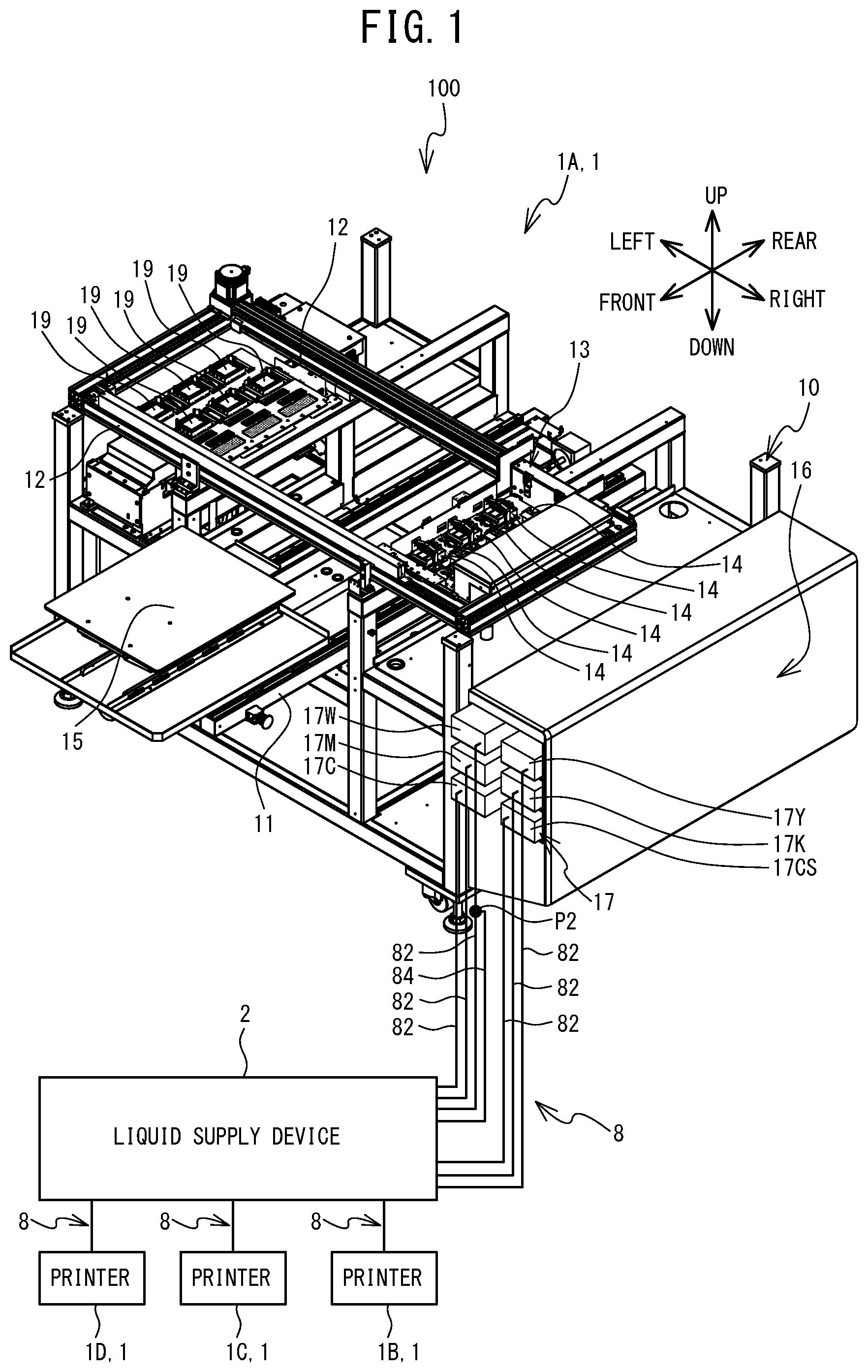 Patent US12304219 — Liquid supply system, control method, non-transitory computer-readable medium storing computer-readable instructions, and liquid supply device — Figure 1