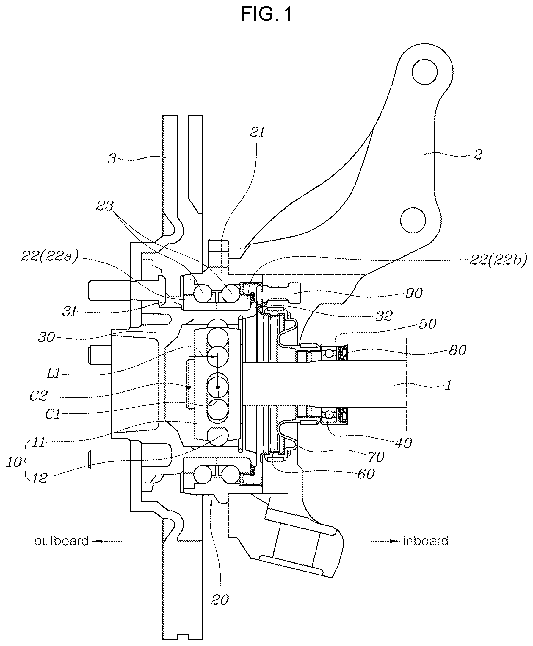 Patent US12304240 — Hub built-in type drive axle — Figure 1
