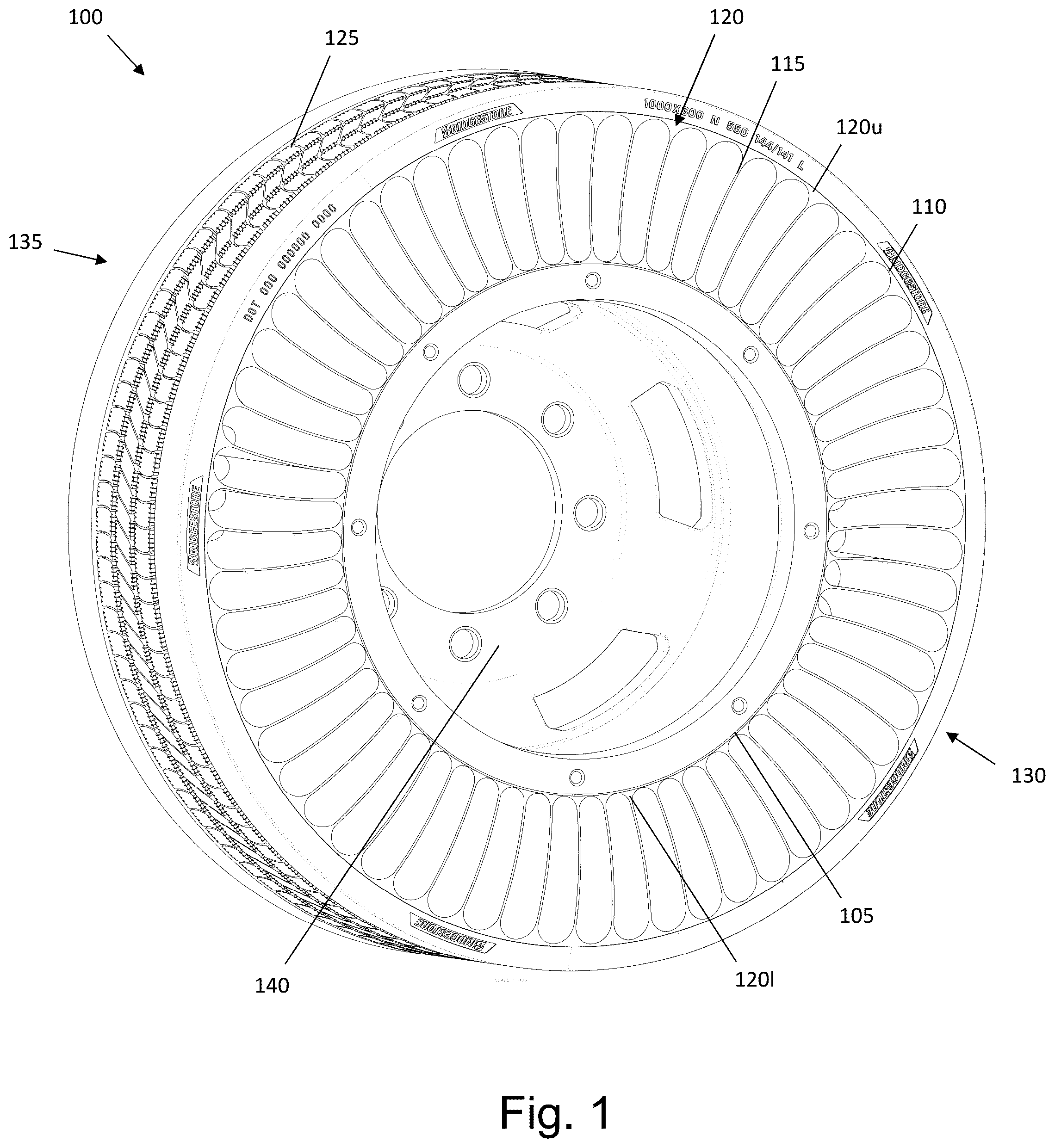 Patent US12304244 — Non-pneumatic tire having molded sidewall cover — Figure 1