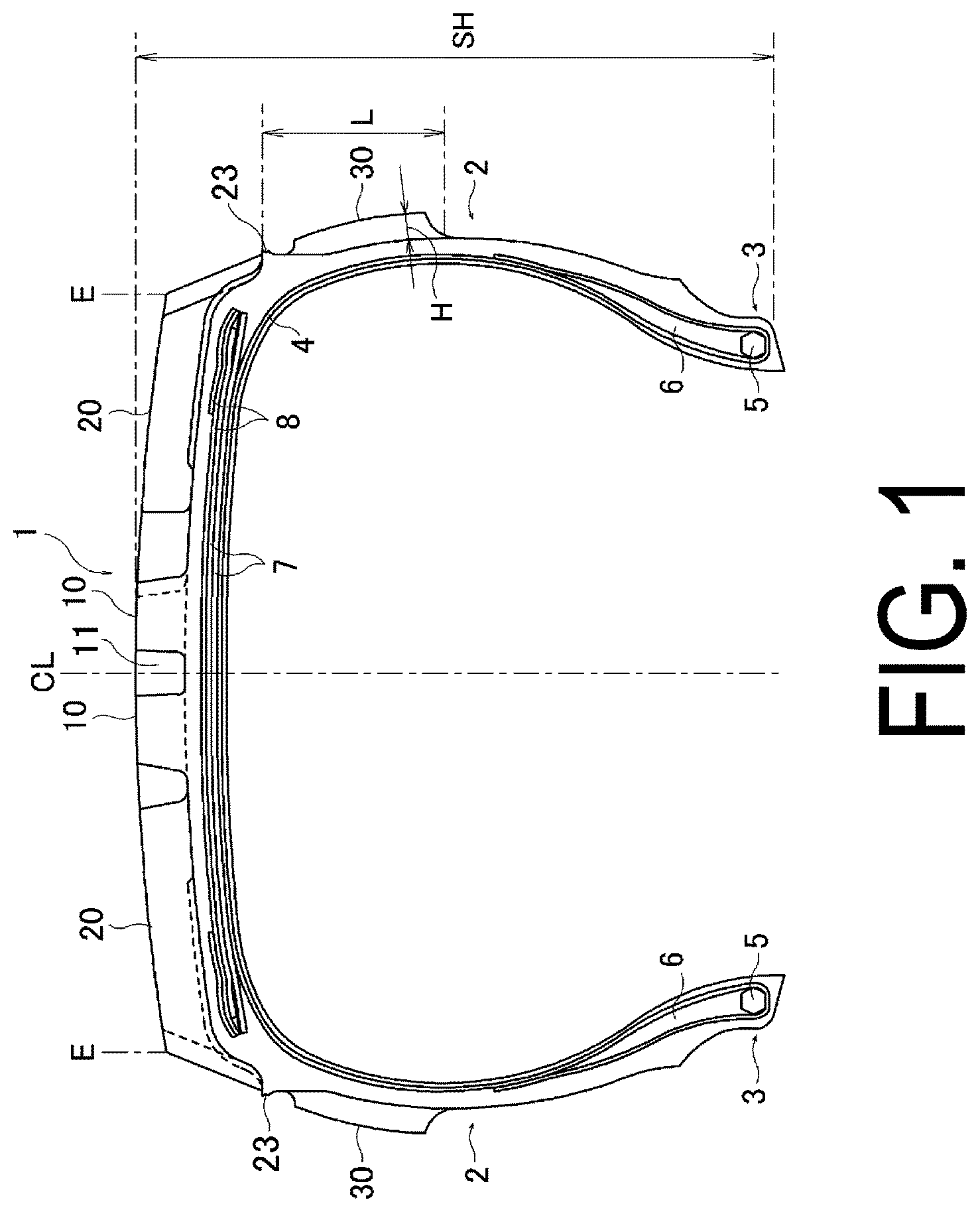 Patent US12304247 — Pneumatic tire — Figure 1
