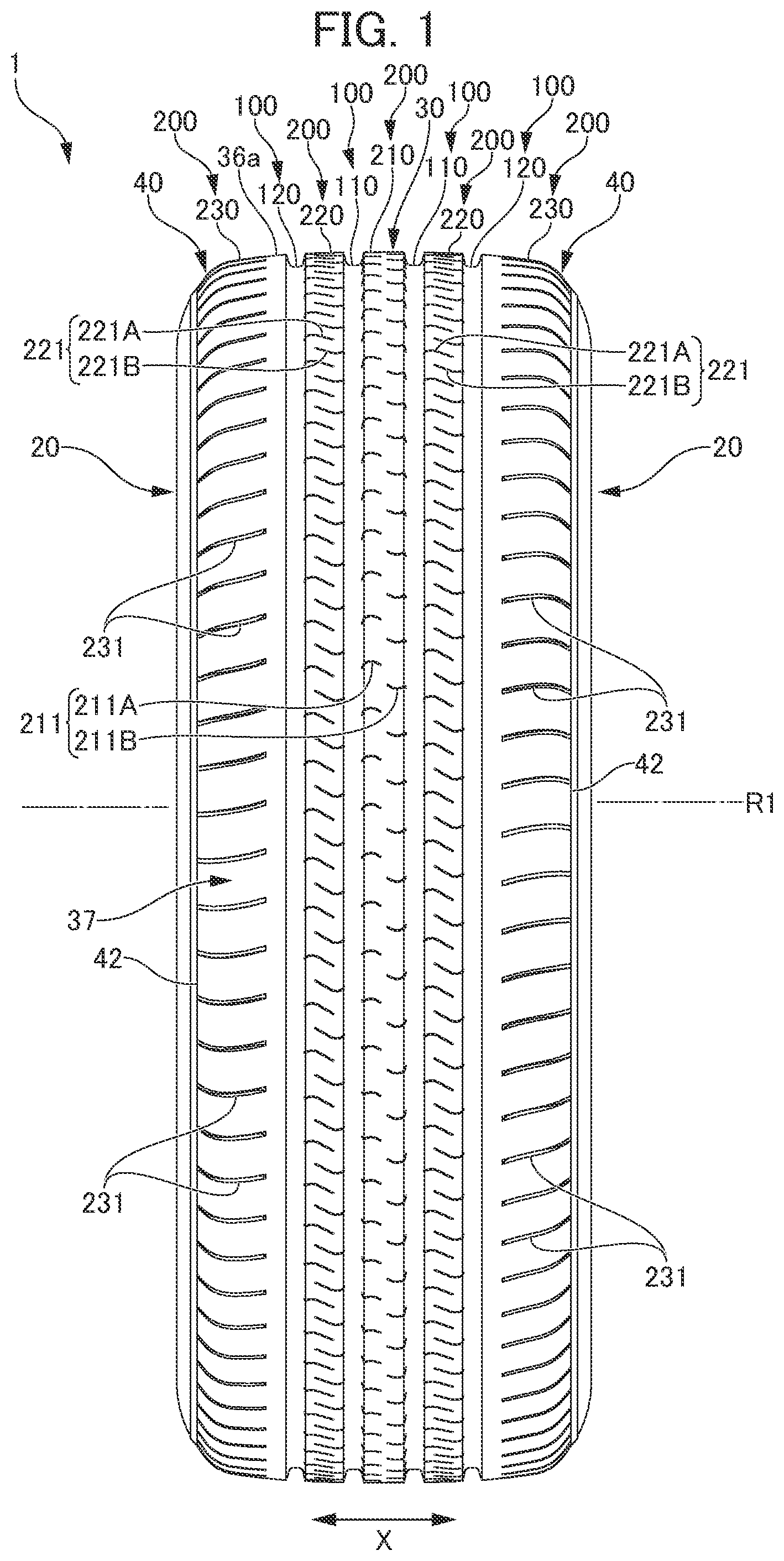 Patent US12304250 — Pneumatic tire — Figure 1