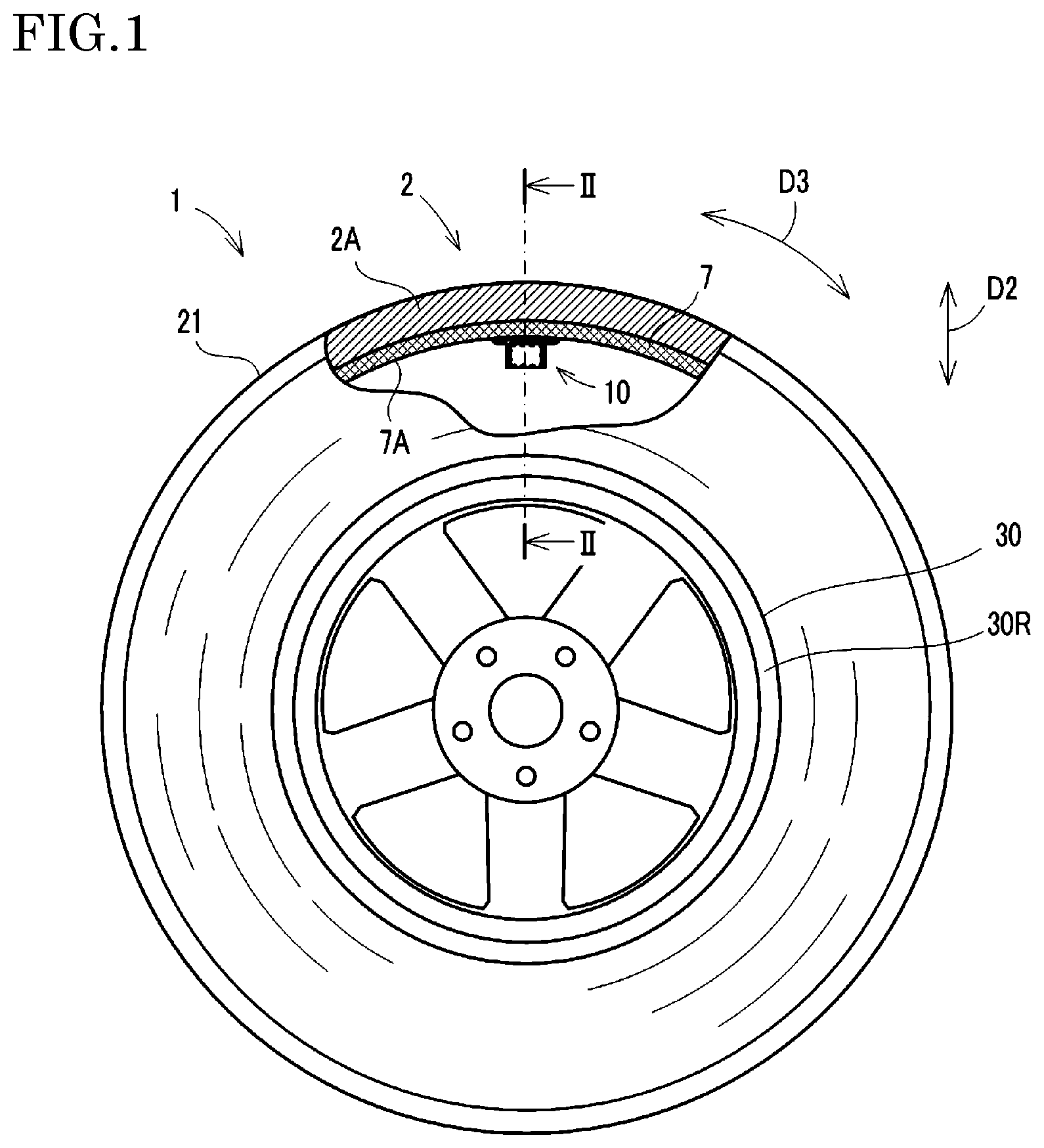 Patent US12304255 — Tire — Figure 1