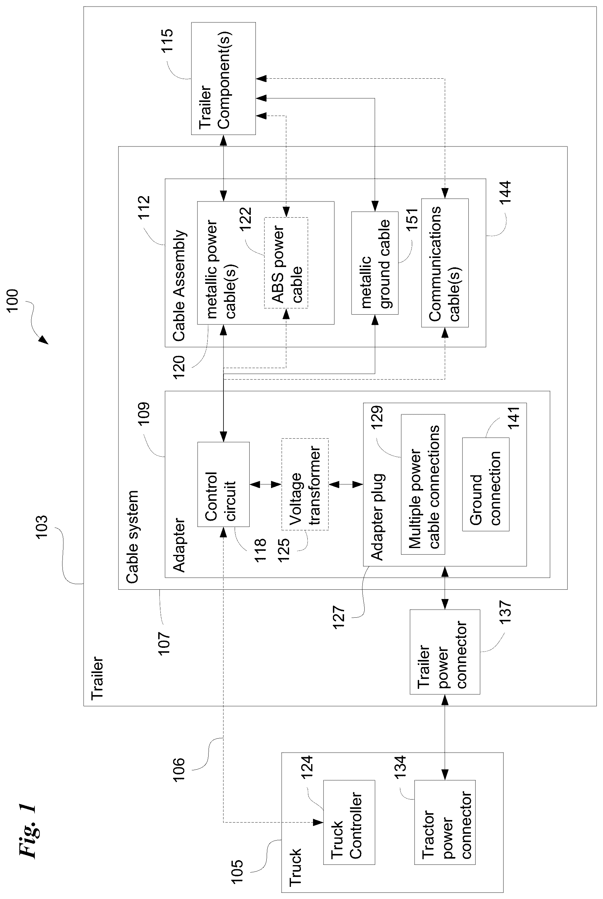Patent US12304260 — Cable system for a truck trailer — Figure 1