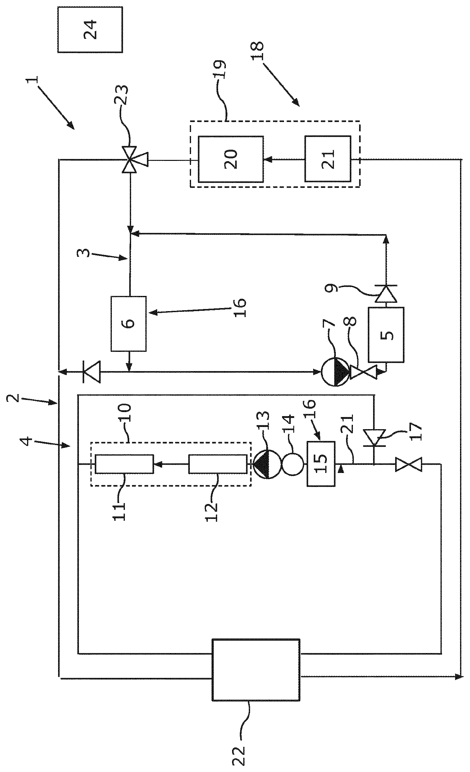 Patent US12304282 — Thermal system for a motor vehicle with electric drive capability, motor vehicle, and method for operating the thermal system — Figure 1