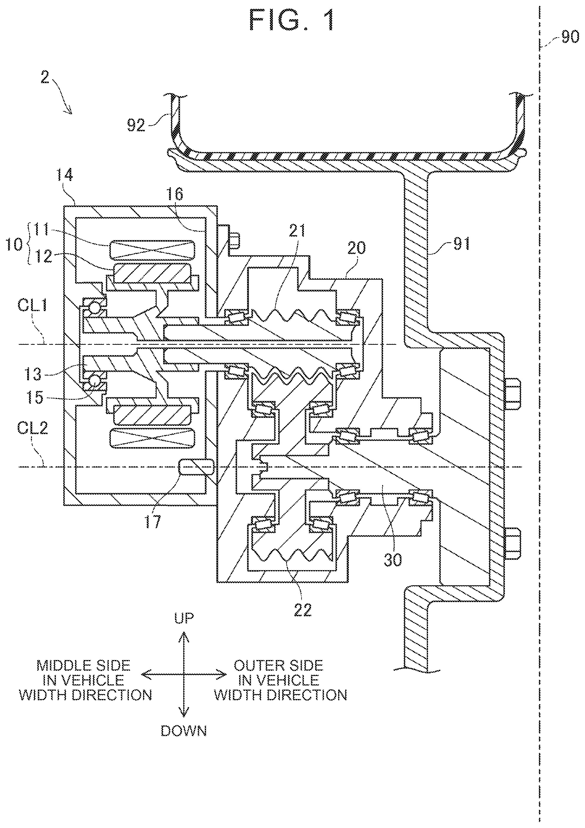 Patent US12304301 — In-wheel motor drive device mounted on motor vehicle — Figure 1