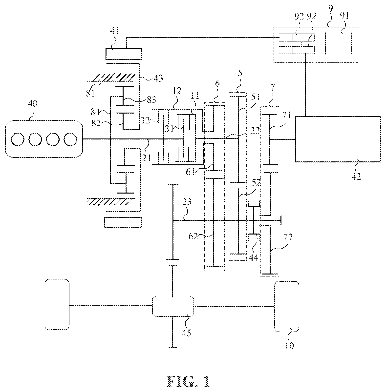 Patent US12304314 — Dual-clutch assembly, hybrid power system, and vehicle — Figure 1