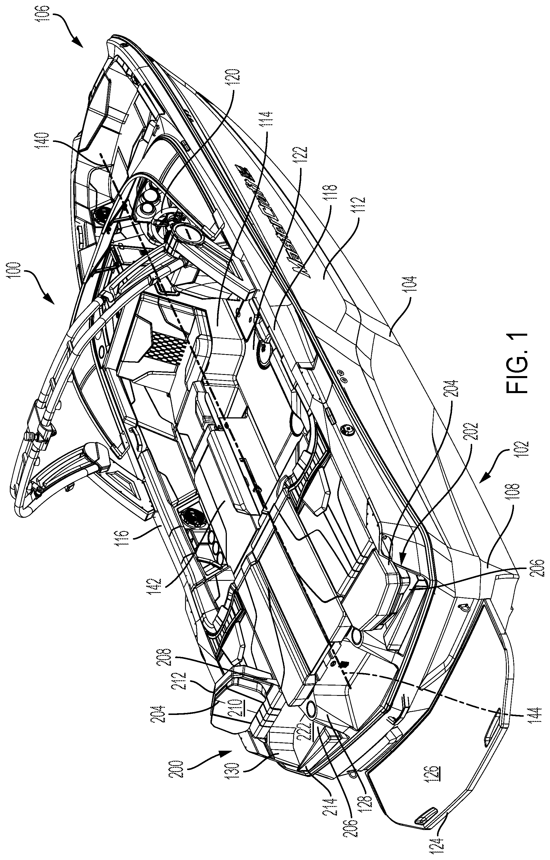 Patent US12304361 — Sliding seat bottom for a boat — Figure 1