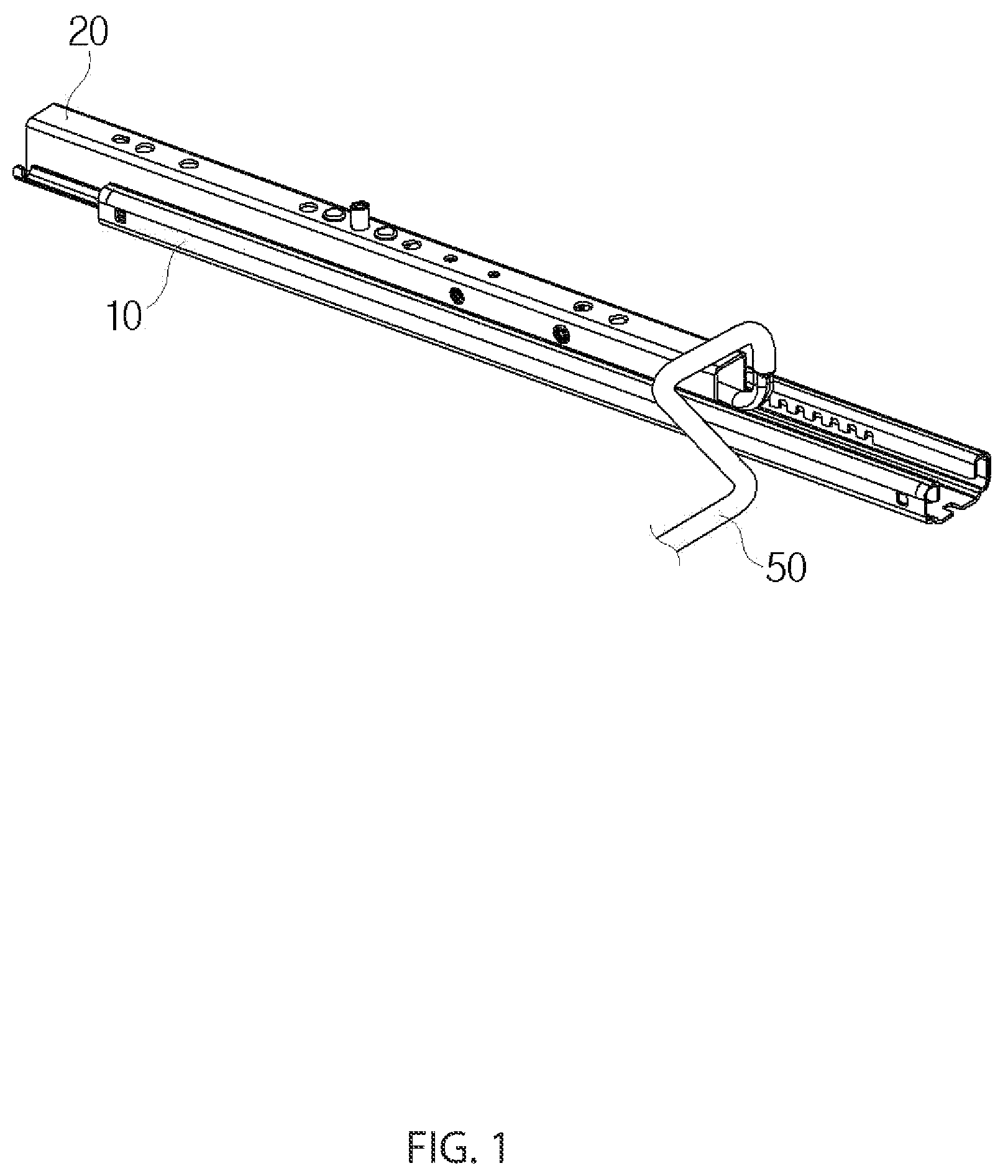 Patent US12304362 Figure 1 – Installation structure for track lever of seat rail