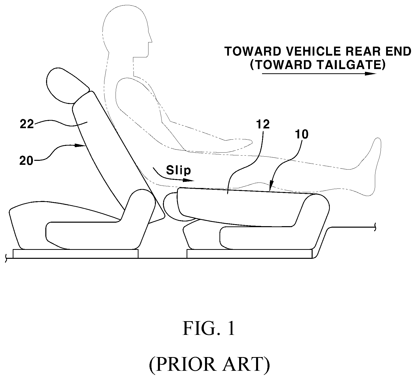 Patent US12304363 — Vehicle rear-seat position adjustment apparatus — Figure 1