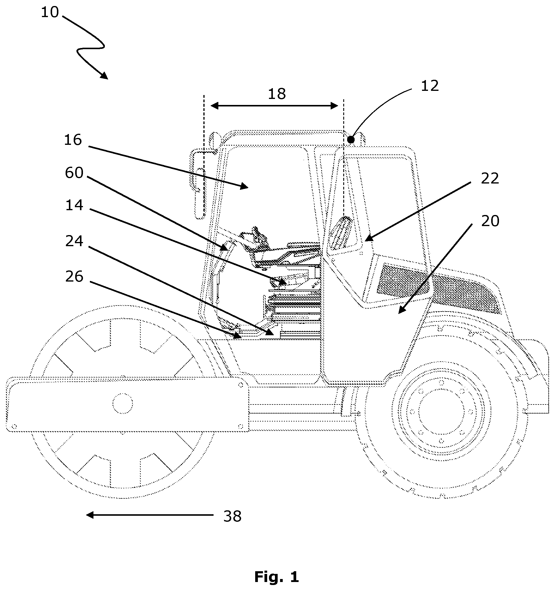 Patent US12304365 — Operator platform as an exchangeable assembly unit for a driver's cab — Figure 1