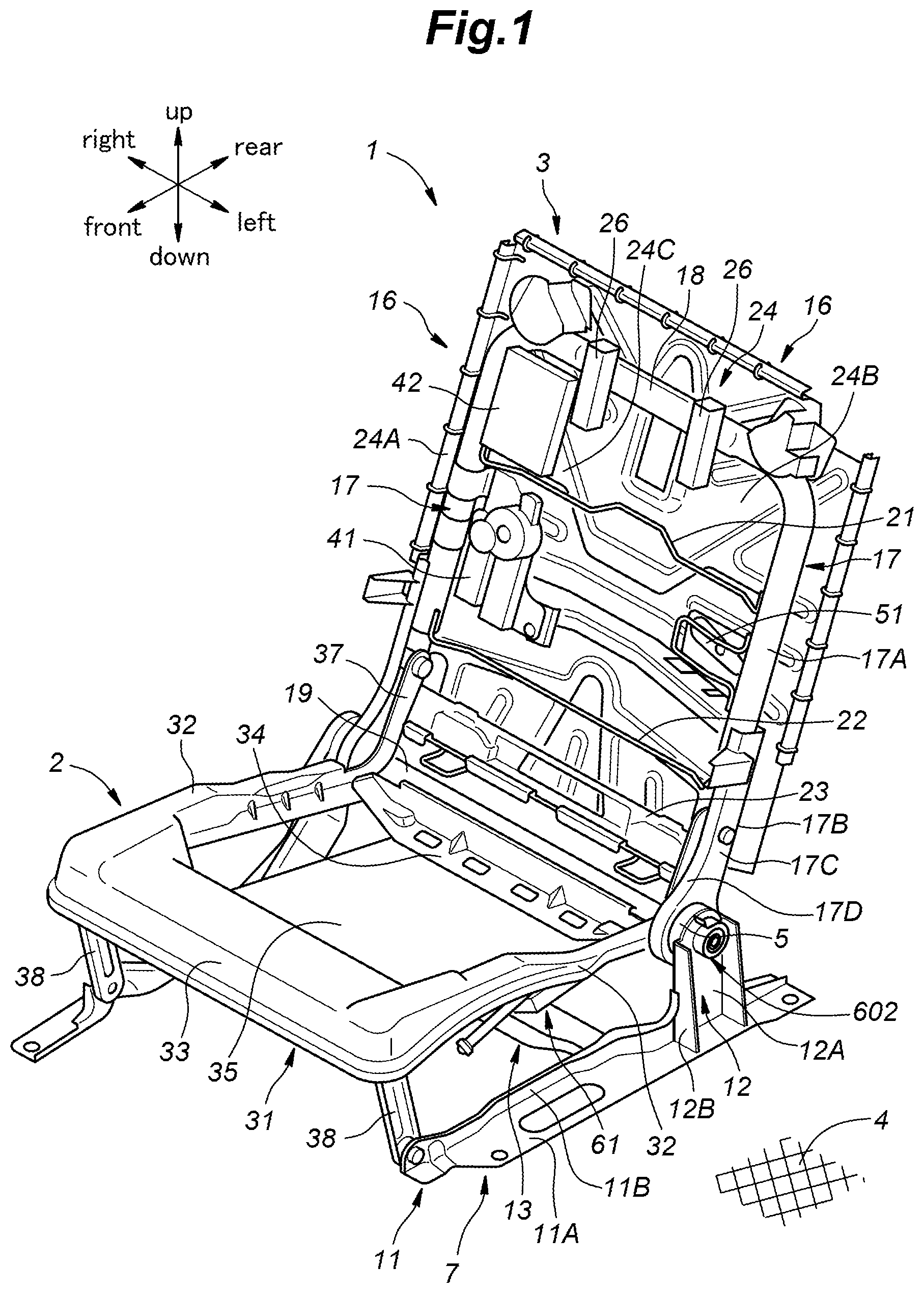Patent US12304366 — Vehicle seat and vehicle seat manufacturing method — Figure 1