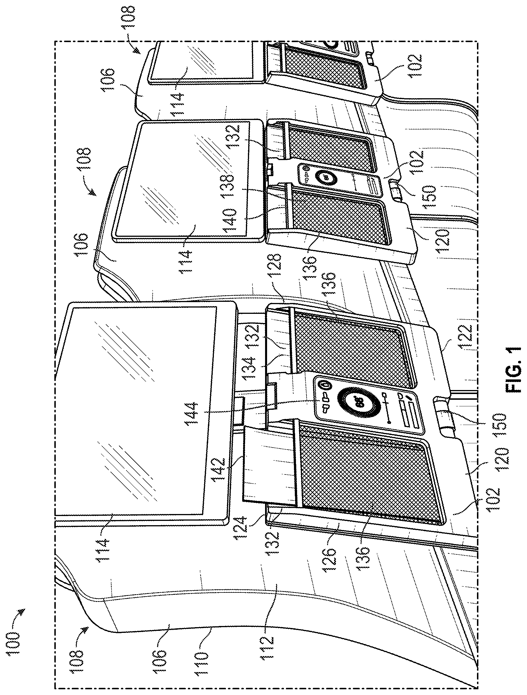 Patent US12304374 — Tray table with amenities for a passenger seat — Figure 1