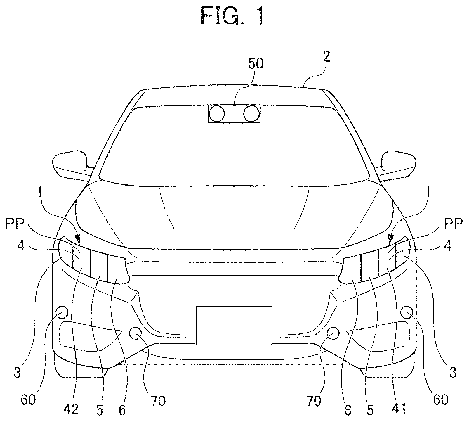 Patent US12304383 — Vehicle headlight device having a pattern emitter — Figure 1