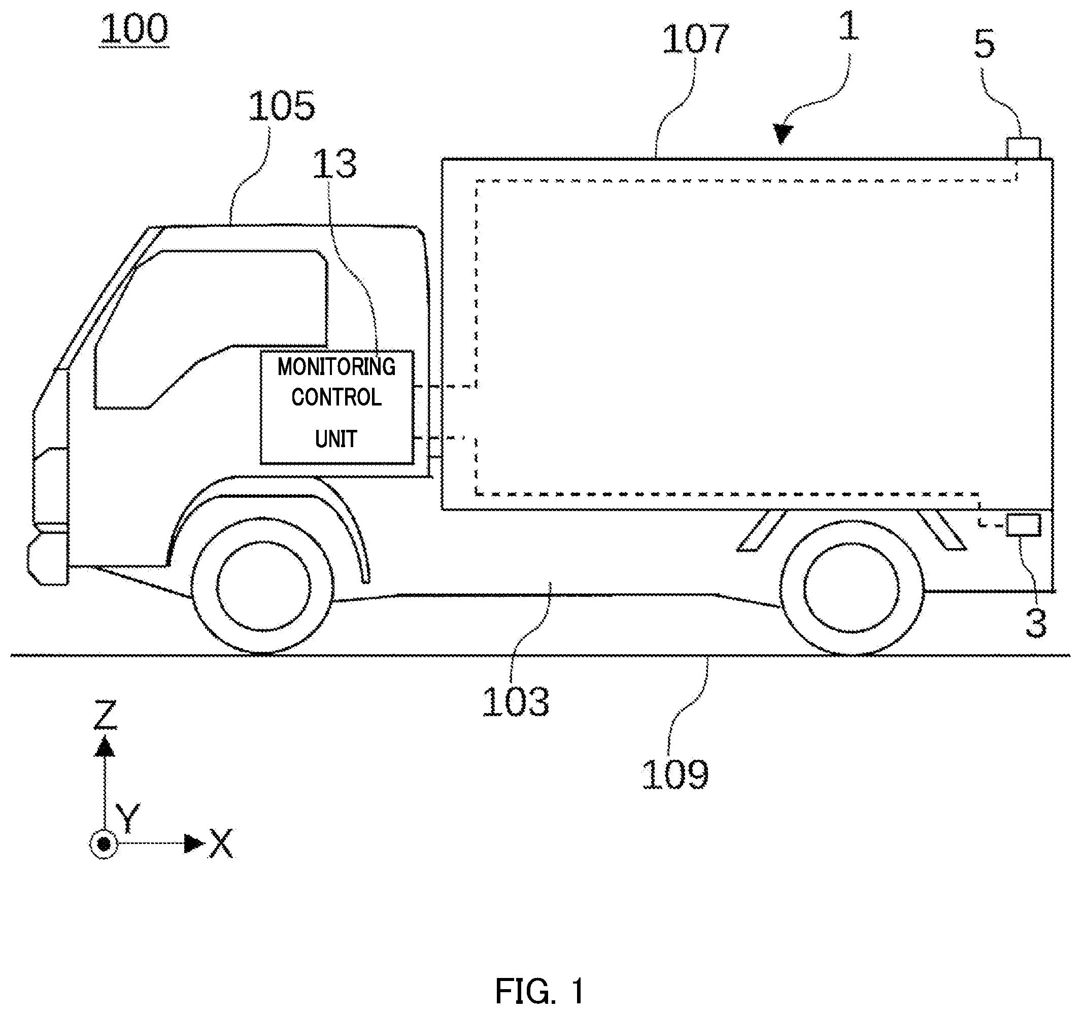 Patent US12304392 — Vehicle rearward monitoring system and vehicle rearward monitoring method — Figure 1