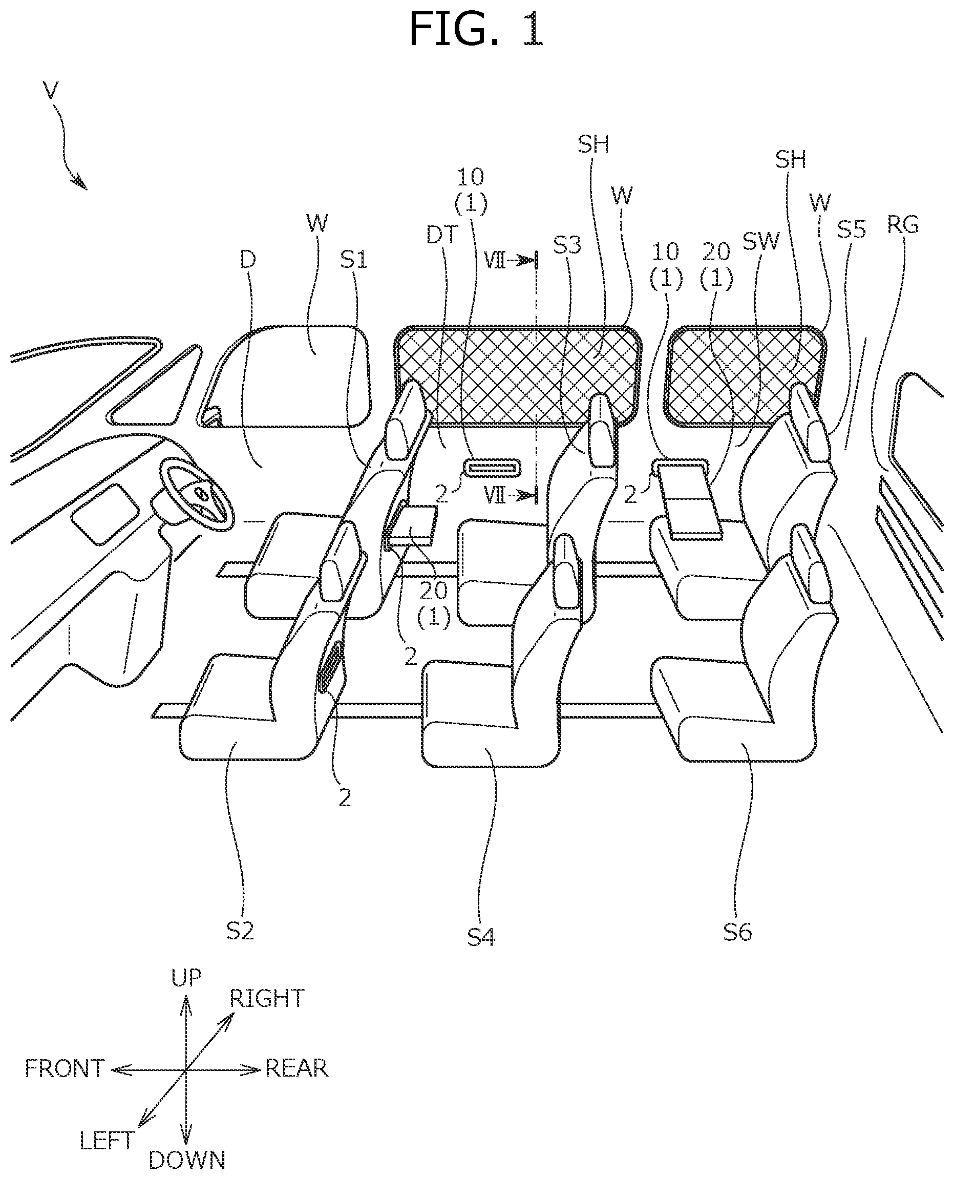 Patent US12304404 — Attachment structure for functional component and interior member — Figure 1