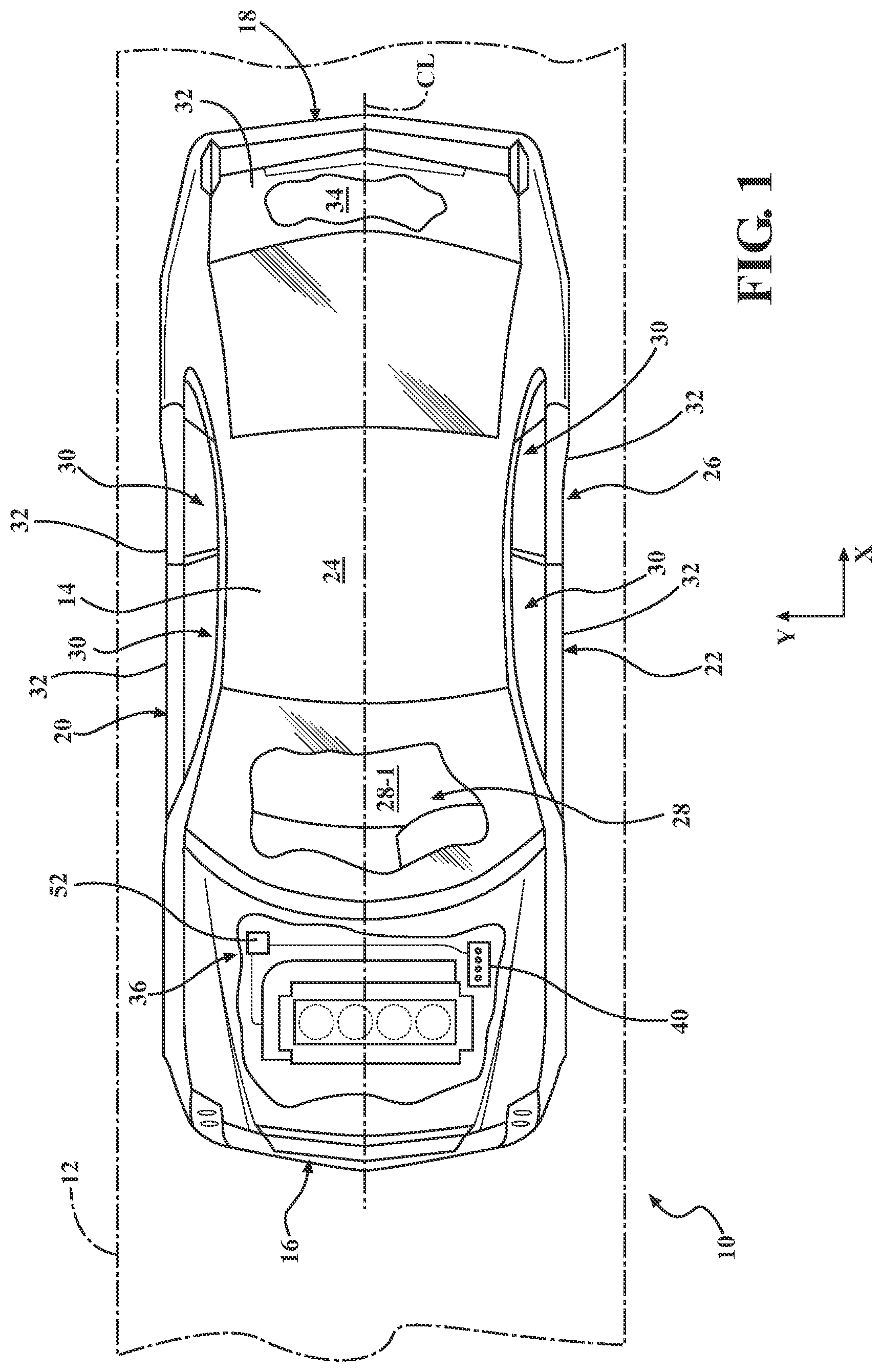 Patent US12304427 — Presence-based vehicle access door release using digital key leveraging ultrasonic sensing — Figure 1