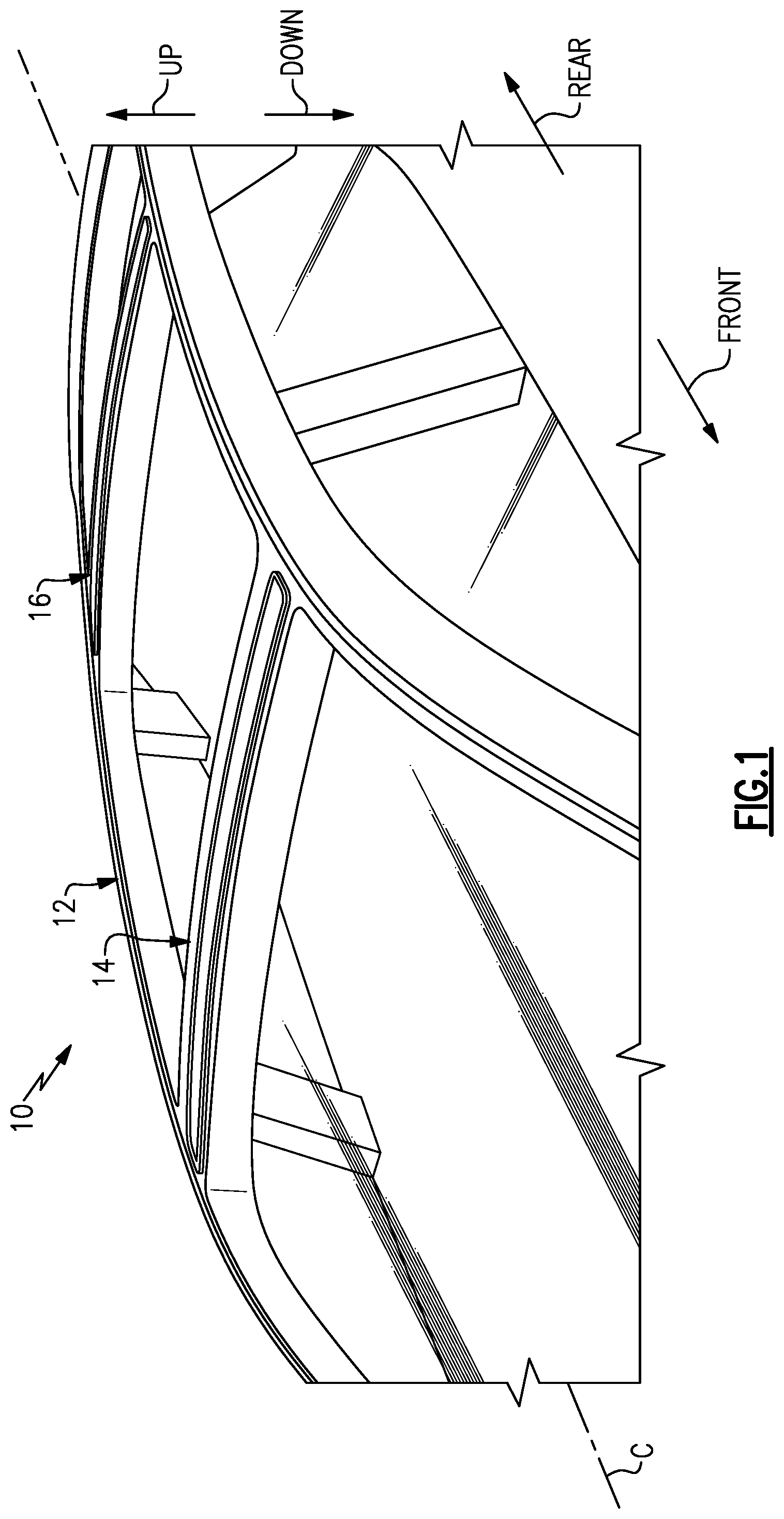 Patent US12304431 Figure 1 – Vehicle with selectively deployable roof rails