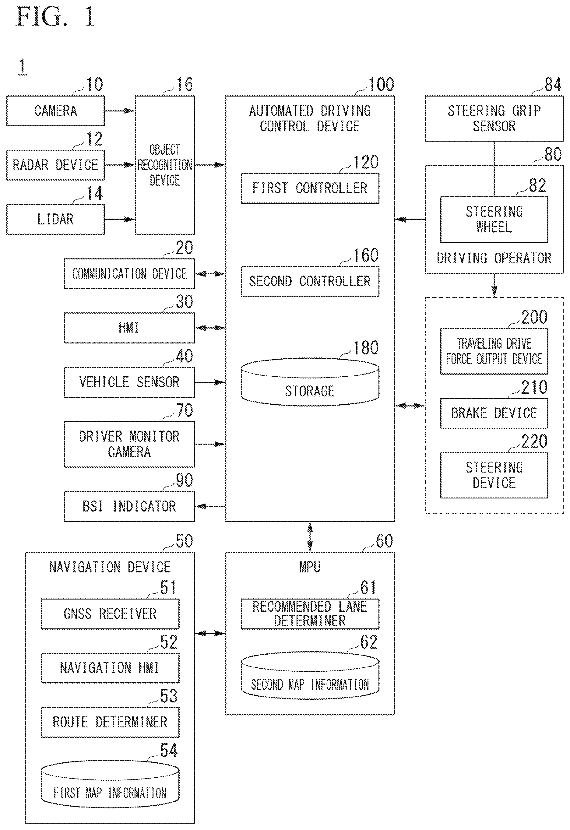 Patent US12304473 — Vehicle control device, vehicle control method, and storage medium — Figure 1