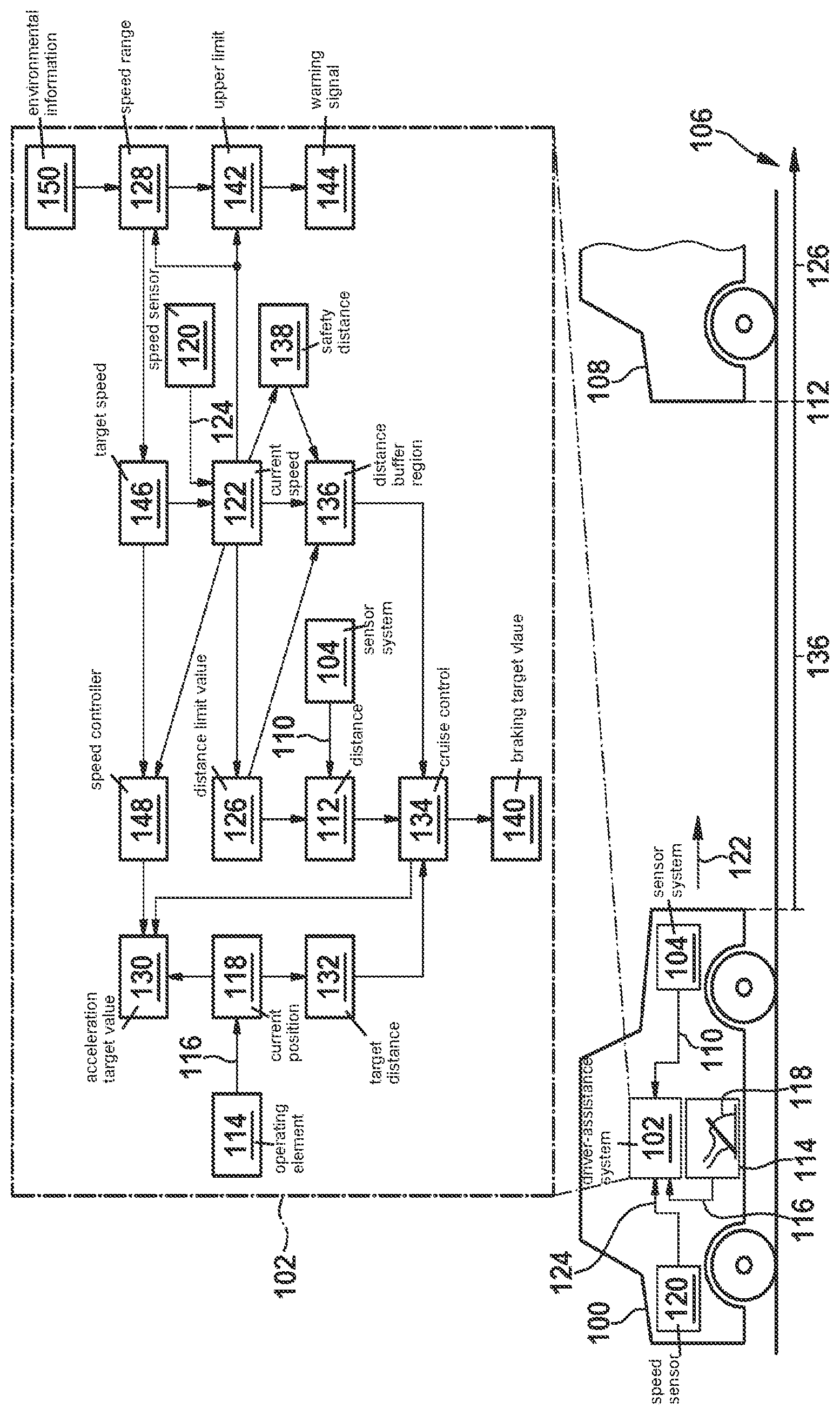 Patent US12304483 — Method and driver-assistance system for operating a single-track or multi-track vehicle — Figure 1