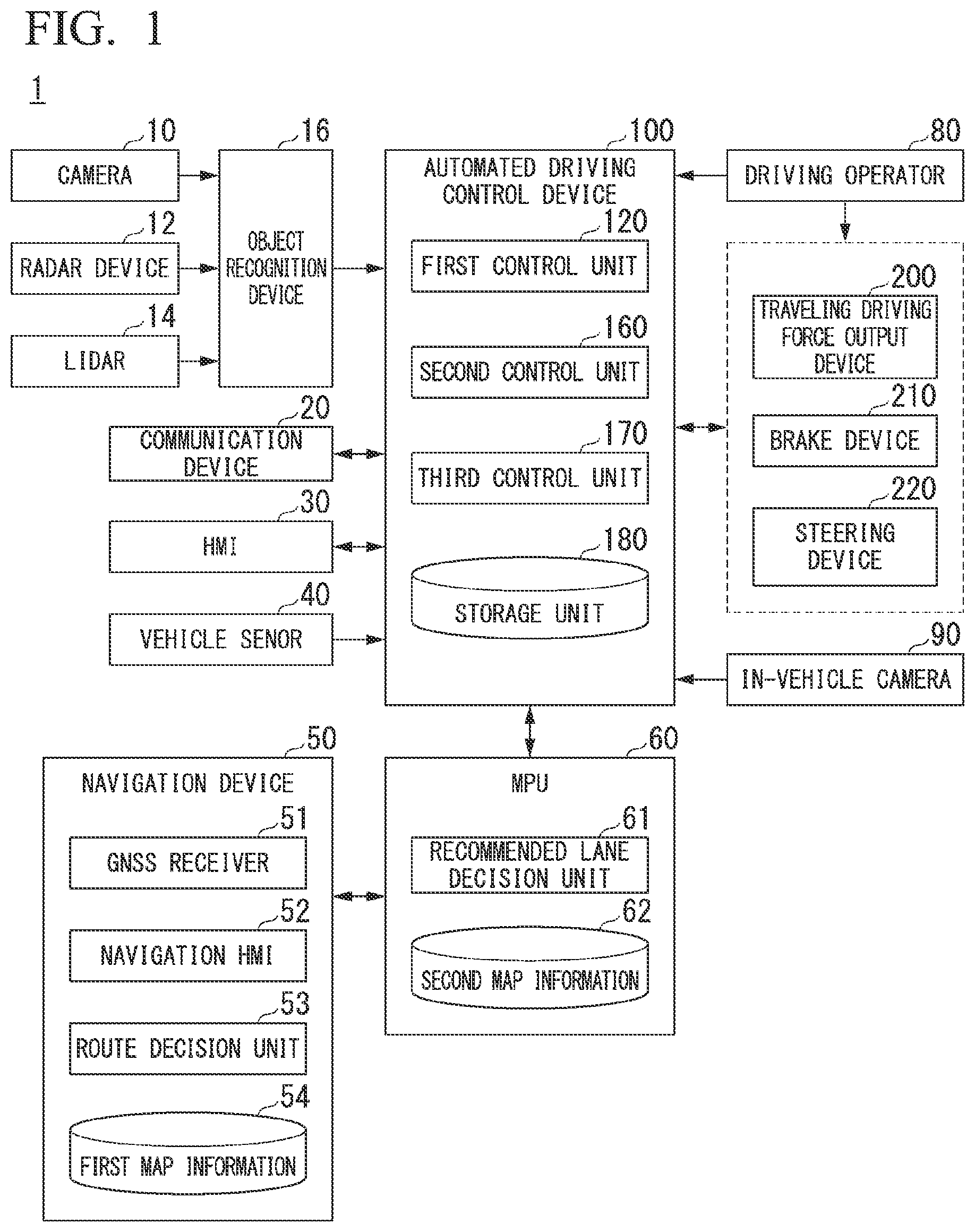Patent US12304527 — Vehicle control device, vehicle control method, and storage medium — Figure 1