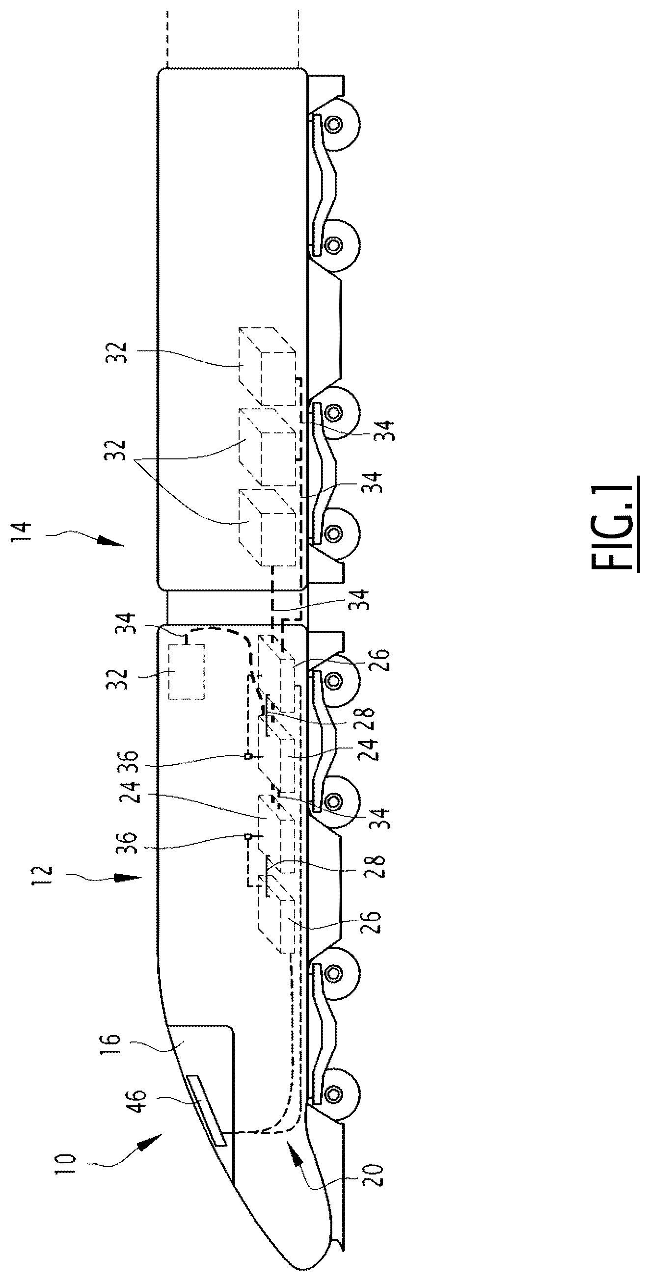 Patent US12304537 — Railway carriage with vehicle monitoring system and associated monitoring method — Figure 1