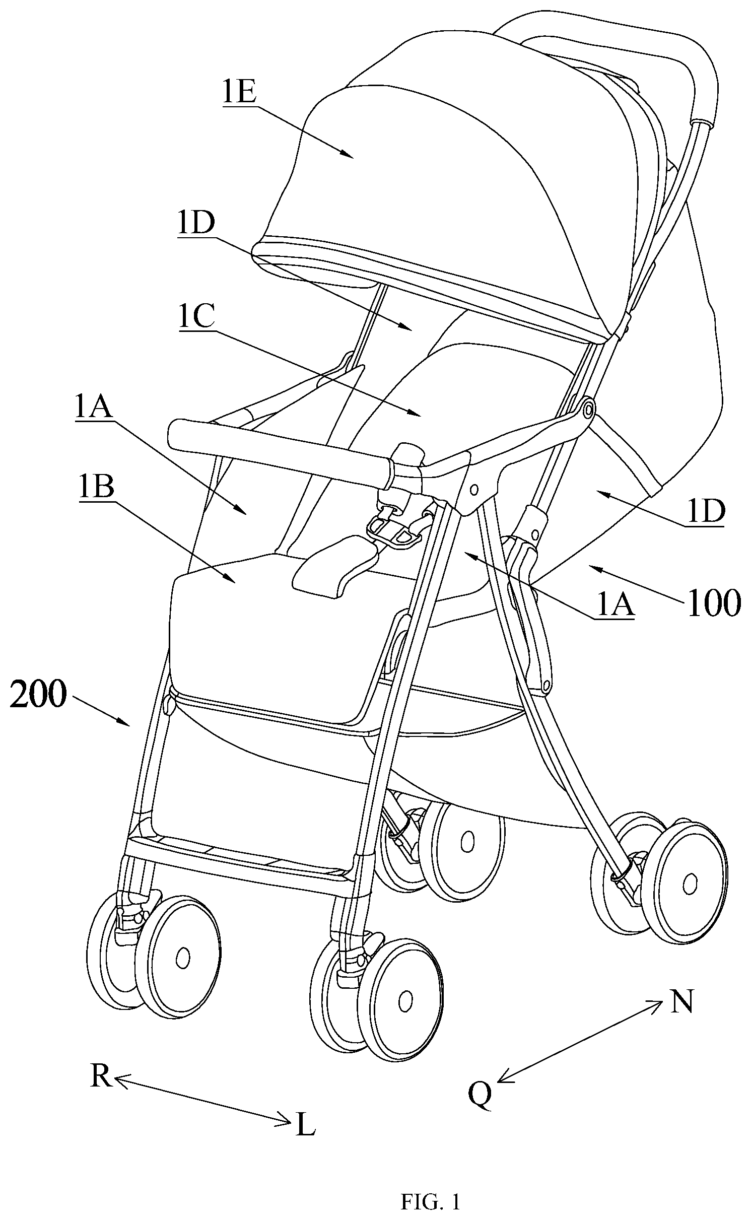 Patent US12304548 — Baby stroller and lateral seat cover portion thereof — Figure 1