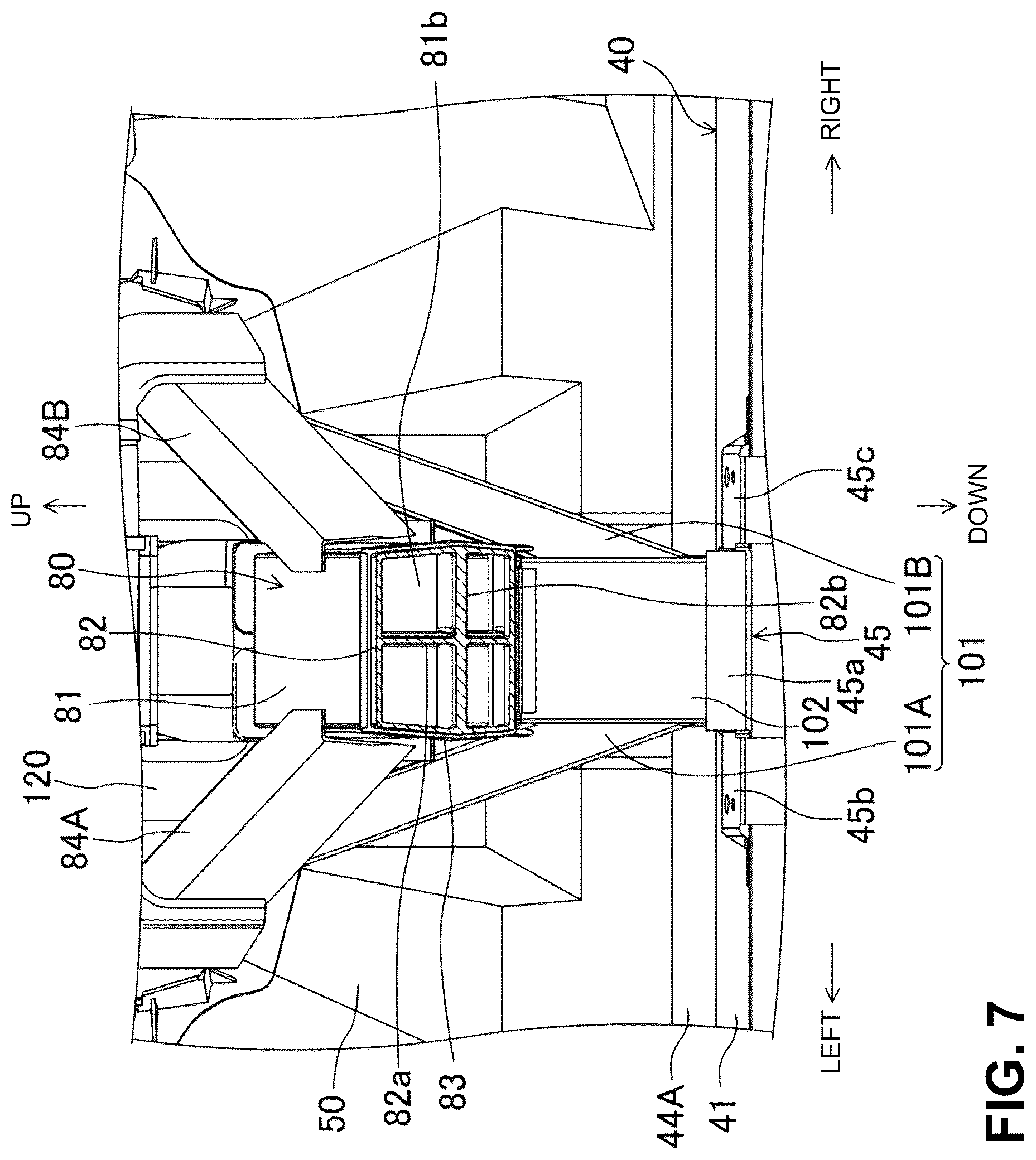 Patent US12304569 Figure 7 – Electric-vehicle-body structure having a center frame that is higher than a floor panel