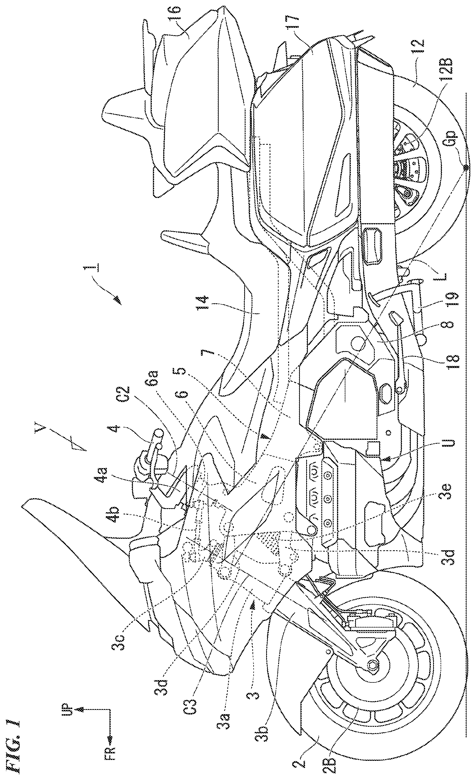 Patent US12304581 — Saddle-riding vehicle — Figure 1